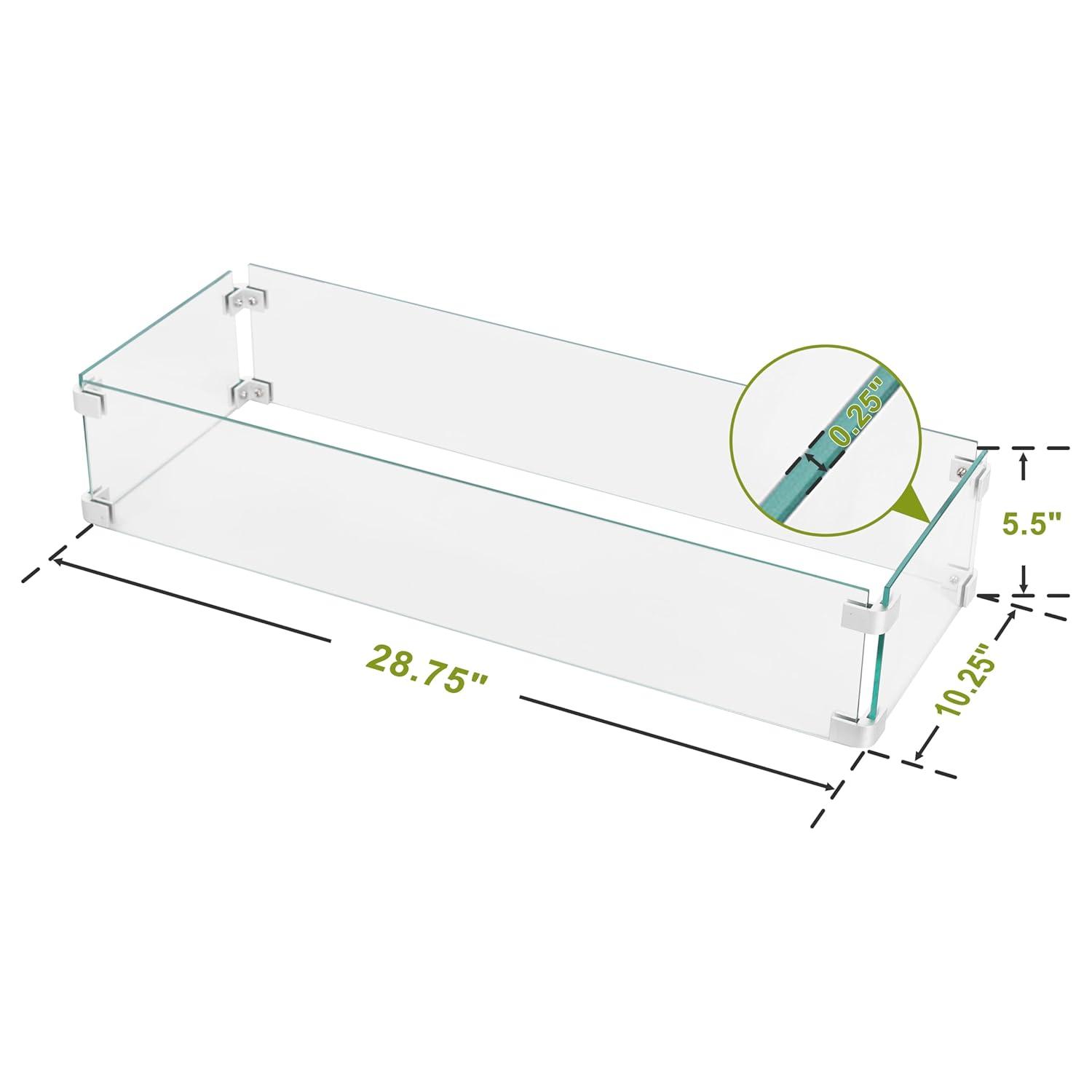 NUU GARDEN Glass Wind Guard For Fire Pit Table, Tempered Glass Heat Resistance