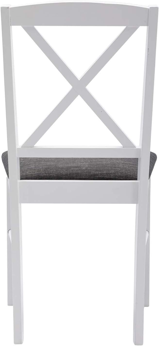 Duhome Set of 2 Dining Chairs with Solid Wood Linen Upholstered Armless Cross back for Dining Room Kitchen White 2 Pack