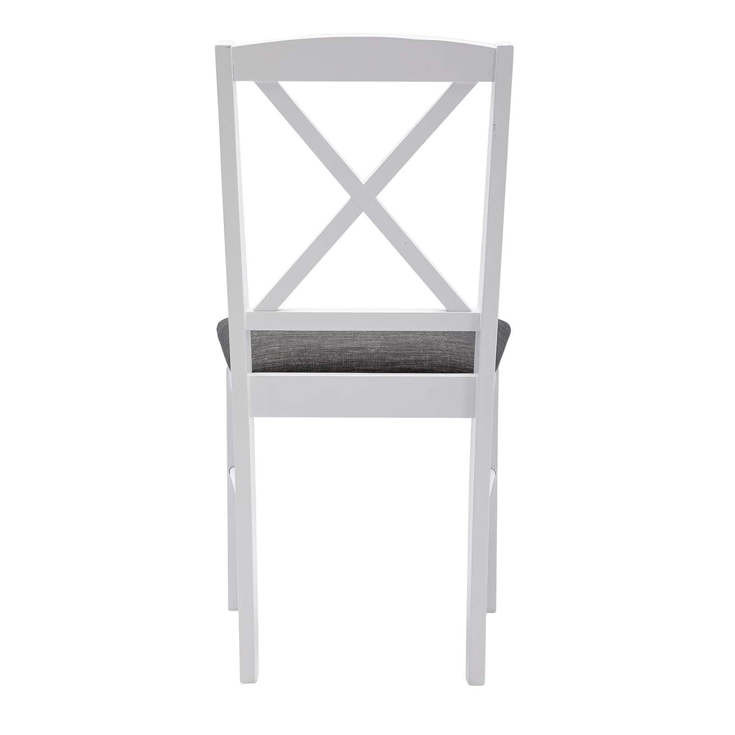 Duhome Set of 2 Dining Chairs with Solid Wood Linen Upholstered Armless Cross back for Dining Room Kitchen White 2 Pack