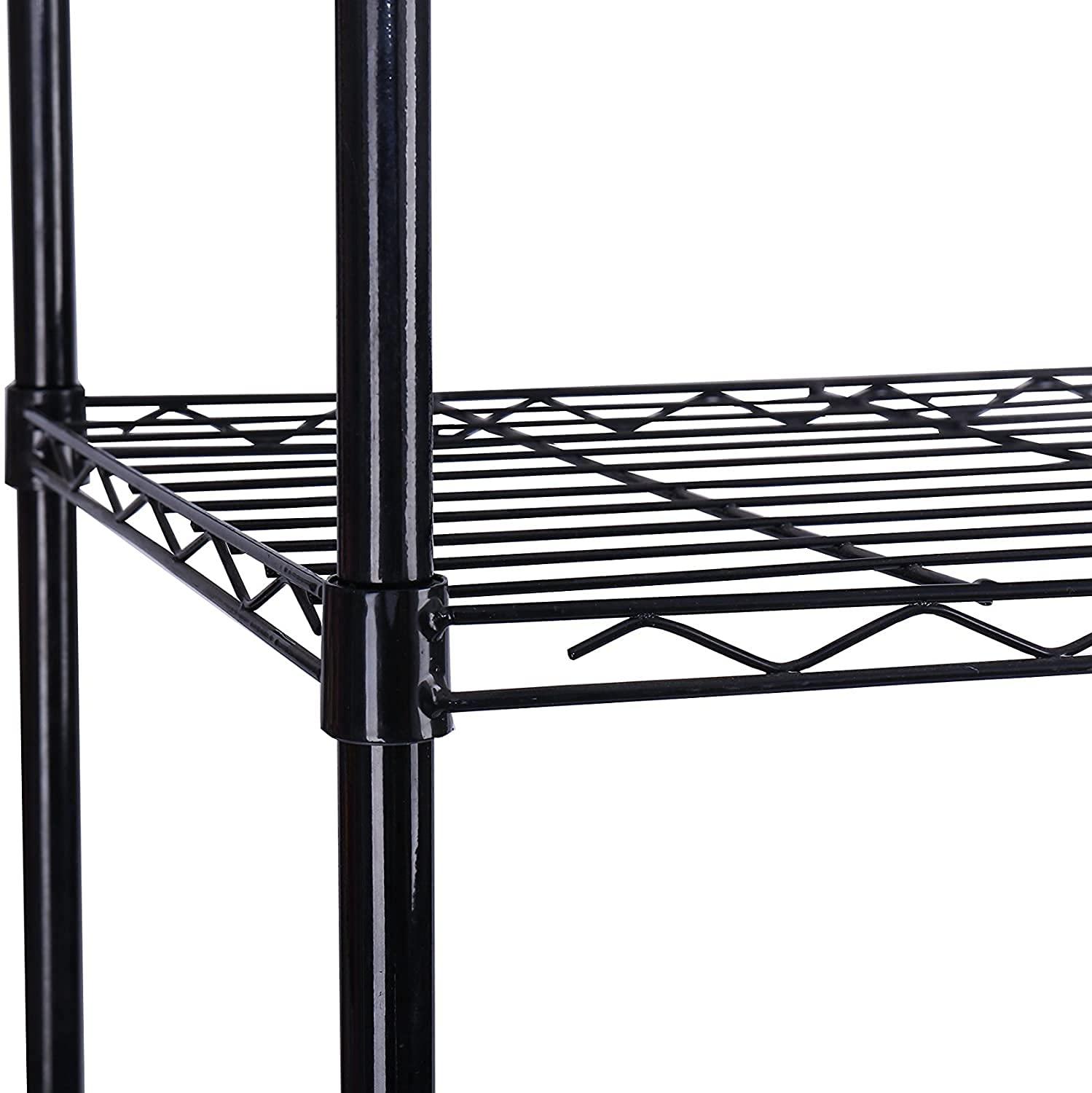 HOMEFORT 5-Tier Wire Shelving 5 Shelves Unit Metal Storage Rack Durable Organizer Perfect for Pantry Closet Kitchen Laundry Organization in Black,21”Wx14”Dx61”H