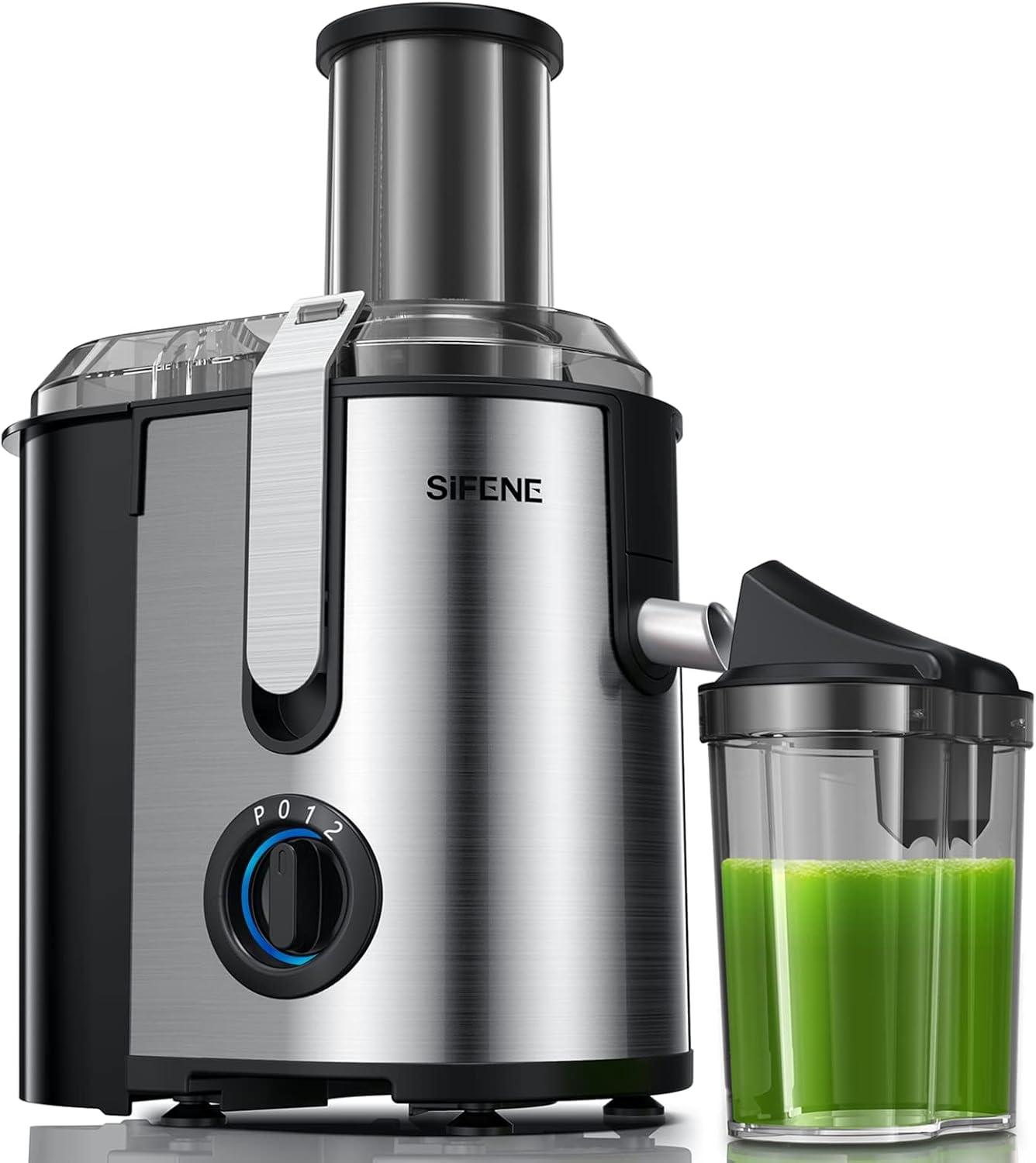 SiFENE 800W Brushed Silver Centrifugal Juicer with Variable Speed