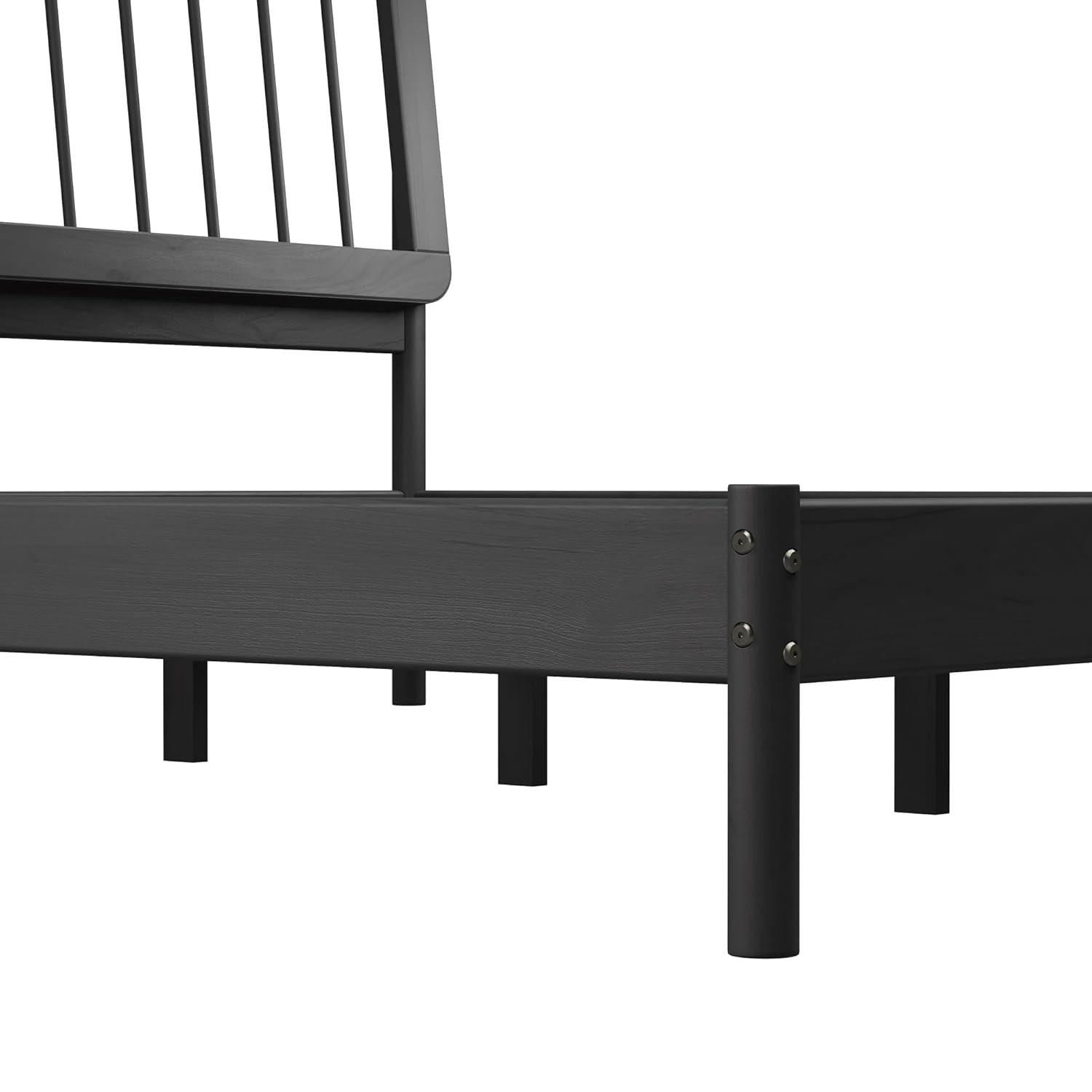 George Oliver Mid-Century Modern Solid Wood King Spindle Bed – Natural Pine