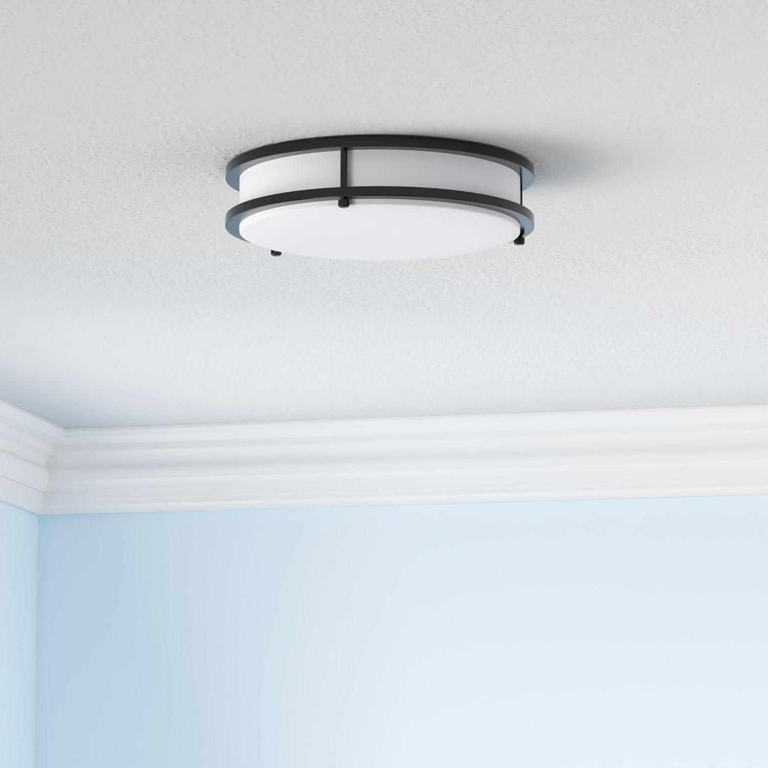 13-Inch Black Aluminum LED Flush Mount Ceiling Light