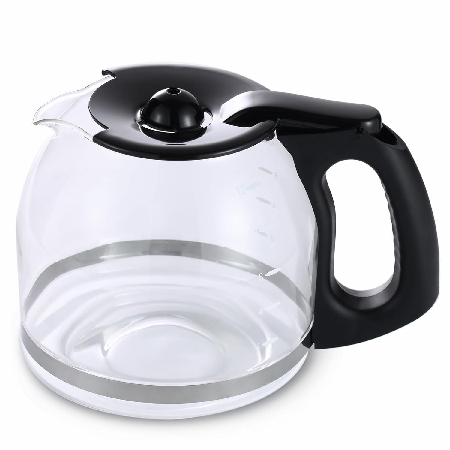 12-Cup Glass Replacement Carafe for Mr. Coffee Model #SK12, SK13, EHX23, JWX31, SJX23, SJX39 (Black, Replaces PLD12-RB)