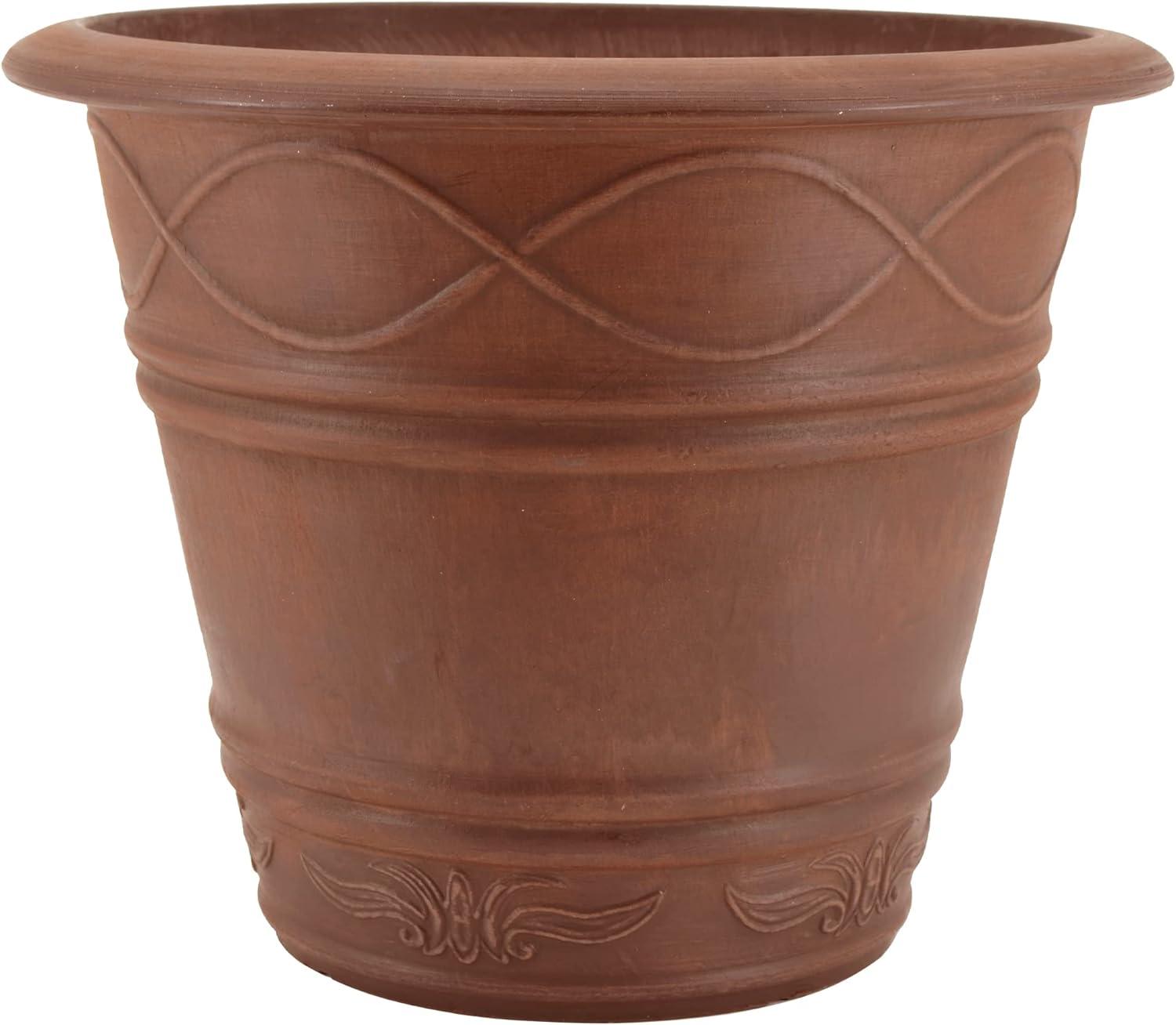 Large Terra Cotta Composite Round Outdoor Planter