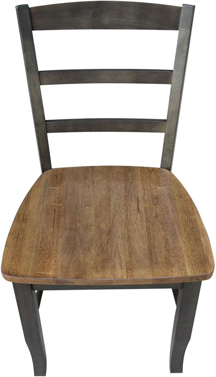 Set of 2 Hickory Washed Coal High Ladderback Side Chairs