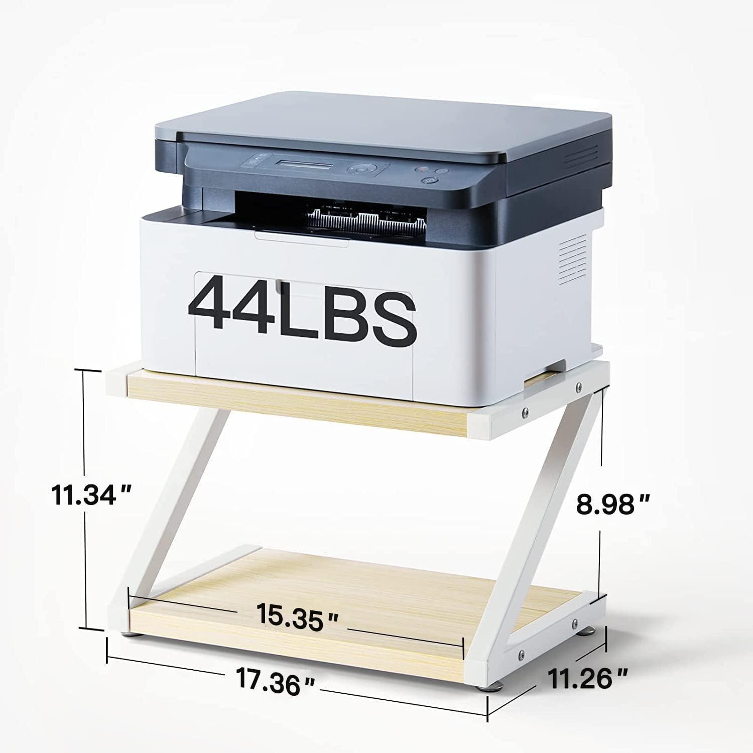 Light Wood and Steel 2-Tier Printer Stand with Storage