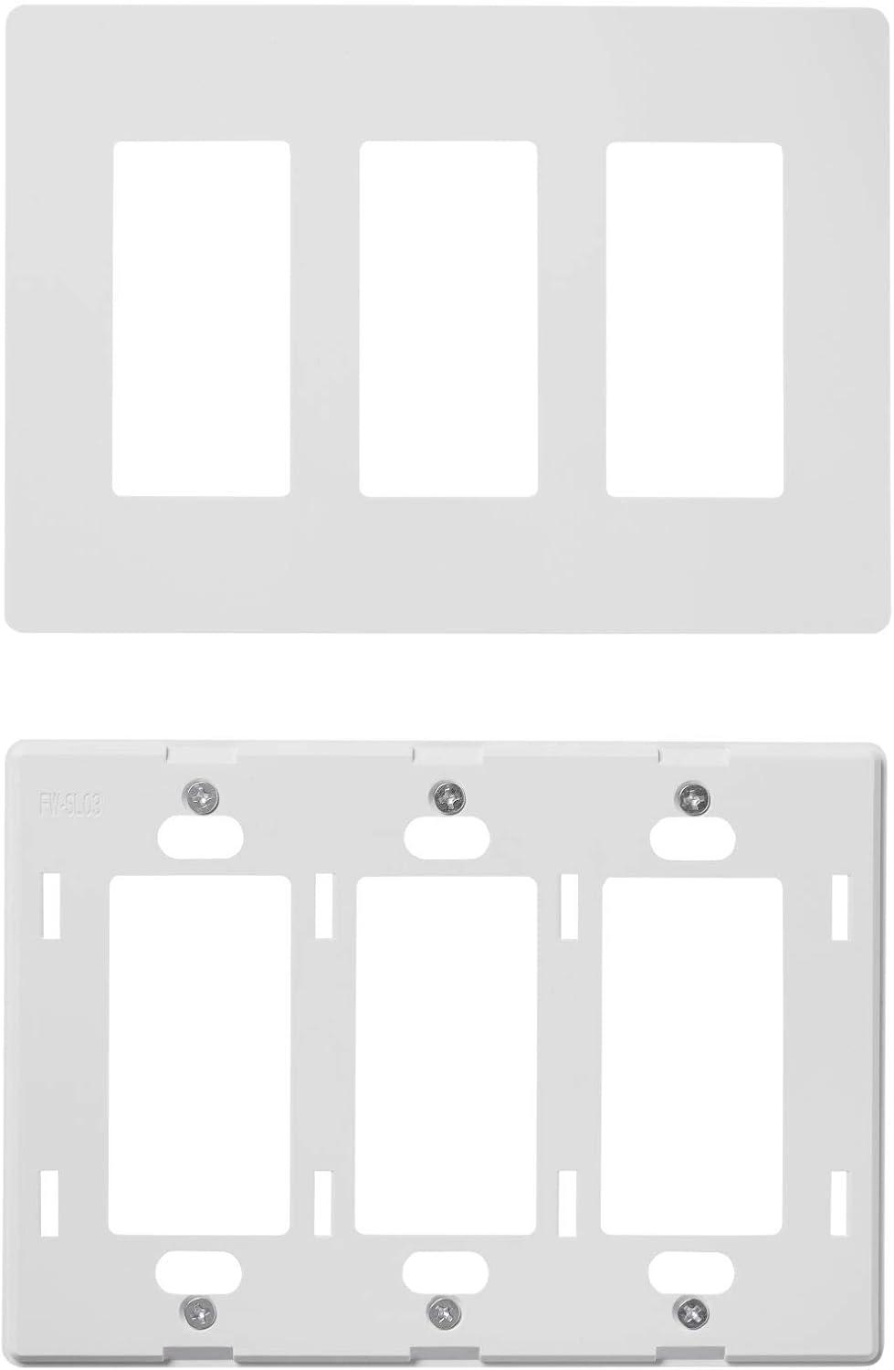 White Polycarbonate 3-Gang Screwless Decorator Wall Plate