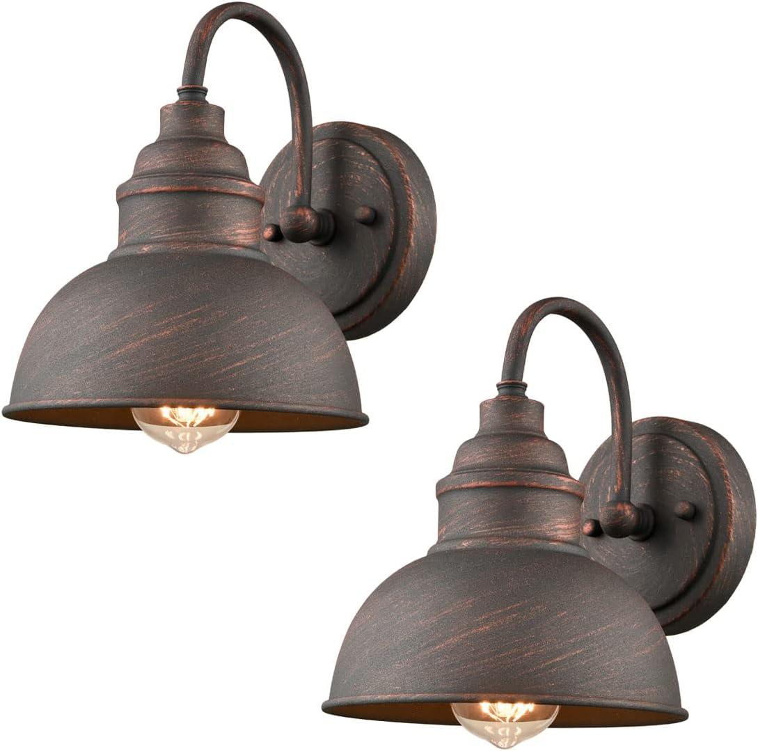 Rustic Wall Sconces Set of 2 Gooseneck Barn Light Fixture for Bedroom Bathroom