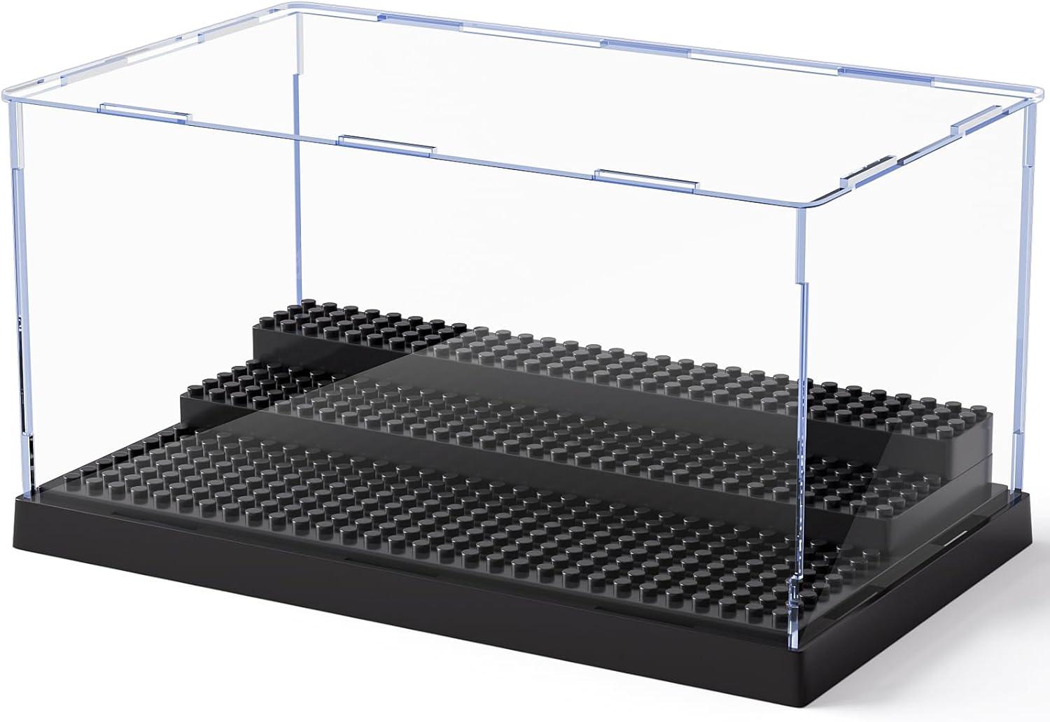 Display Case for Minifigure Action Figures Blocks, Removable Acrylic Display Box Storage for Collection Bricks Blocks Toys Models Minifigures