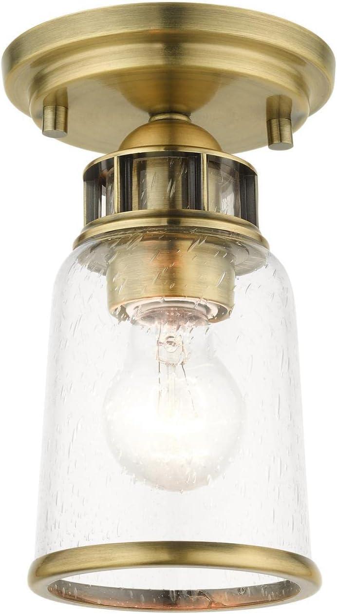 Livex Lighting Lawrenceville 1 - Light Flush Mount in  Antique Brass