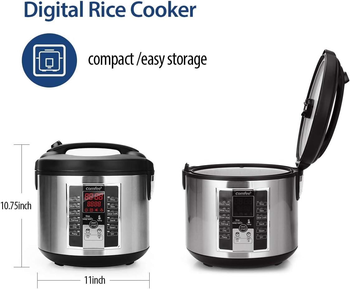 COMFEE' Rice Cooker, Slow Cooker, Steamer, Stewpot, Sauté All in One (12 Digital Cooking Programs) Multi Cooker