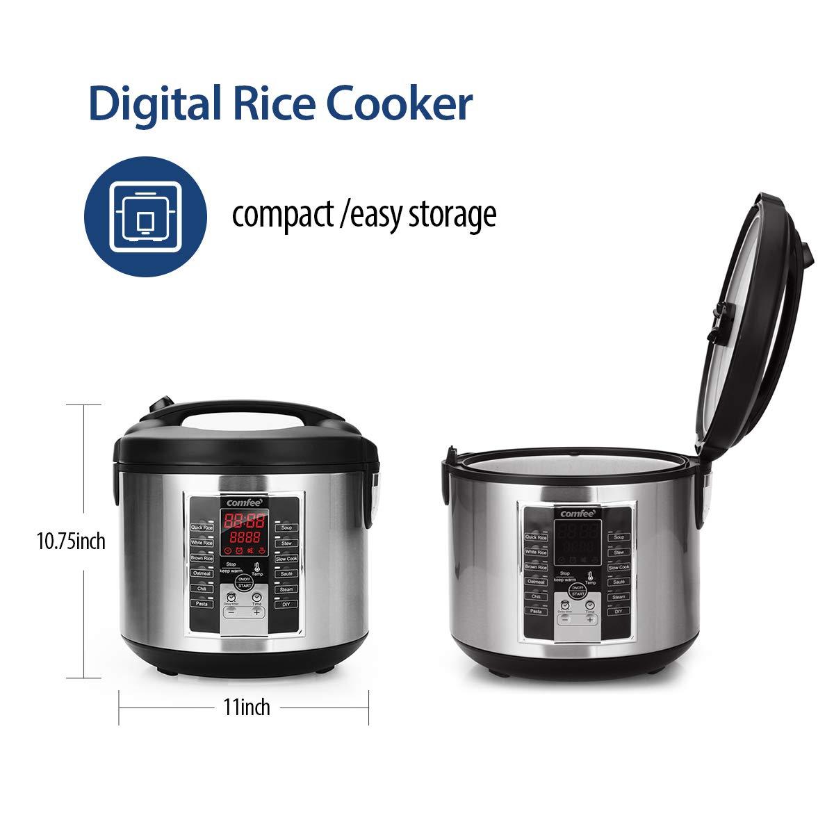 COMFEE' Rice Cooker, Slow Cooker, Steamer, Stewpot, Sauté All in One (12 Digital Cooking Programs) Multi Cooker