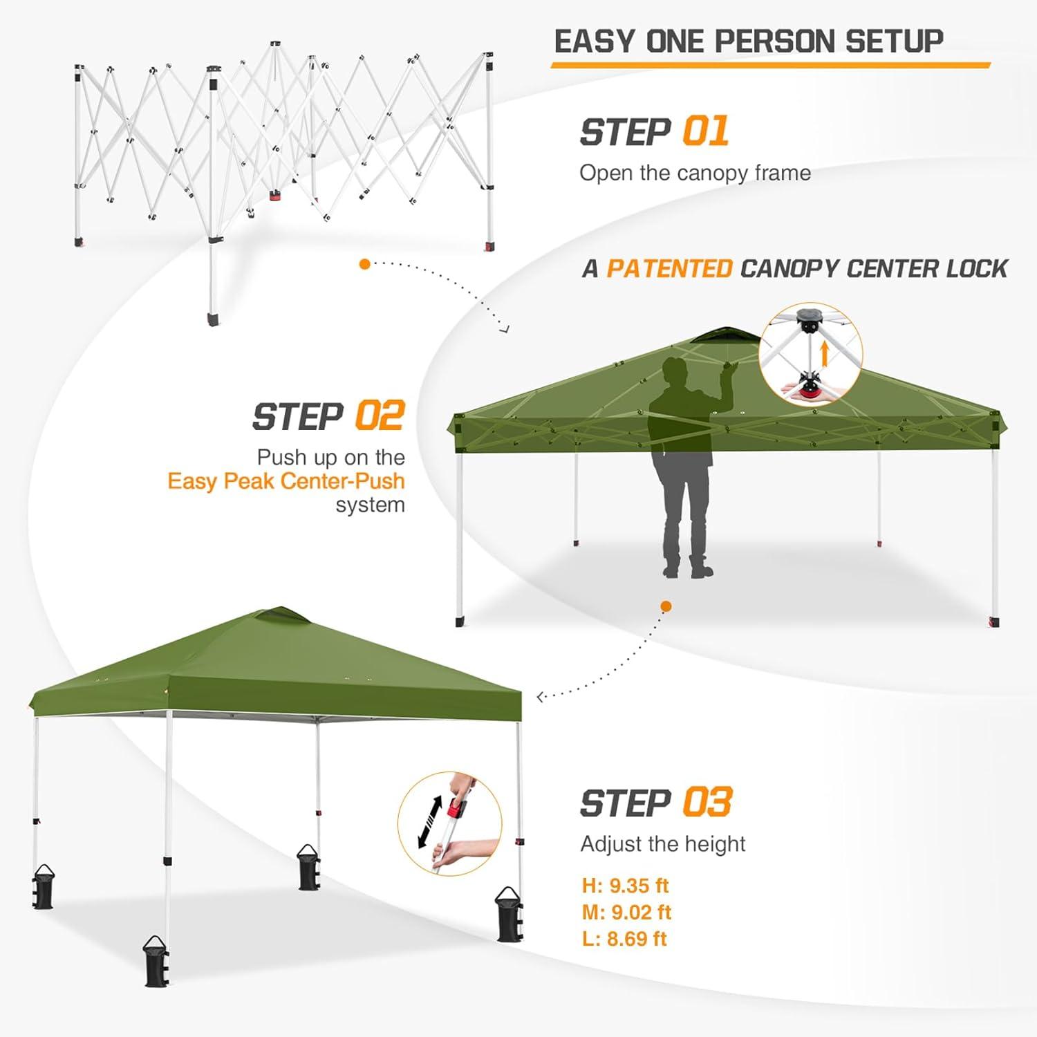 EAGLE PEAK Pop Up Canopies 10 Ft. W x 10 FT. D Metal Party Tent Canopy