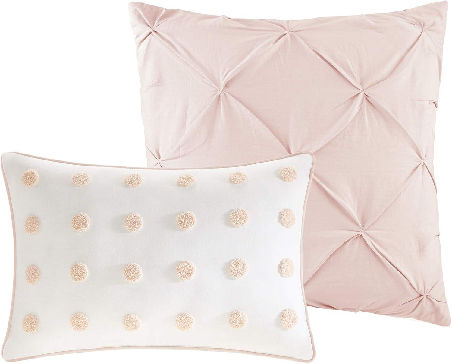 Blush and Ivory Cotton Jacquard King Comforter Set