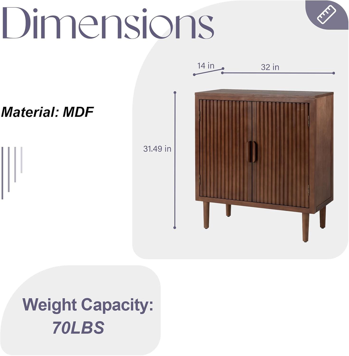 Brown MDF Modern Accent Cabinet with Doors and Shelves