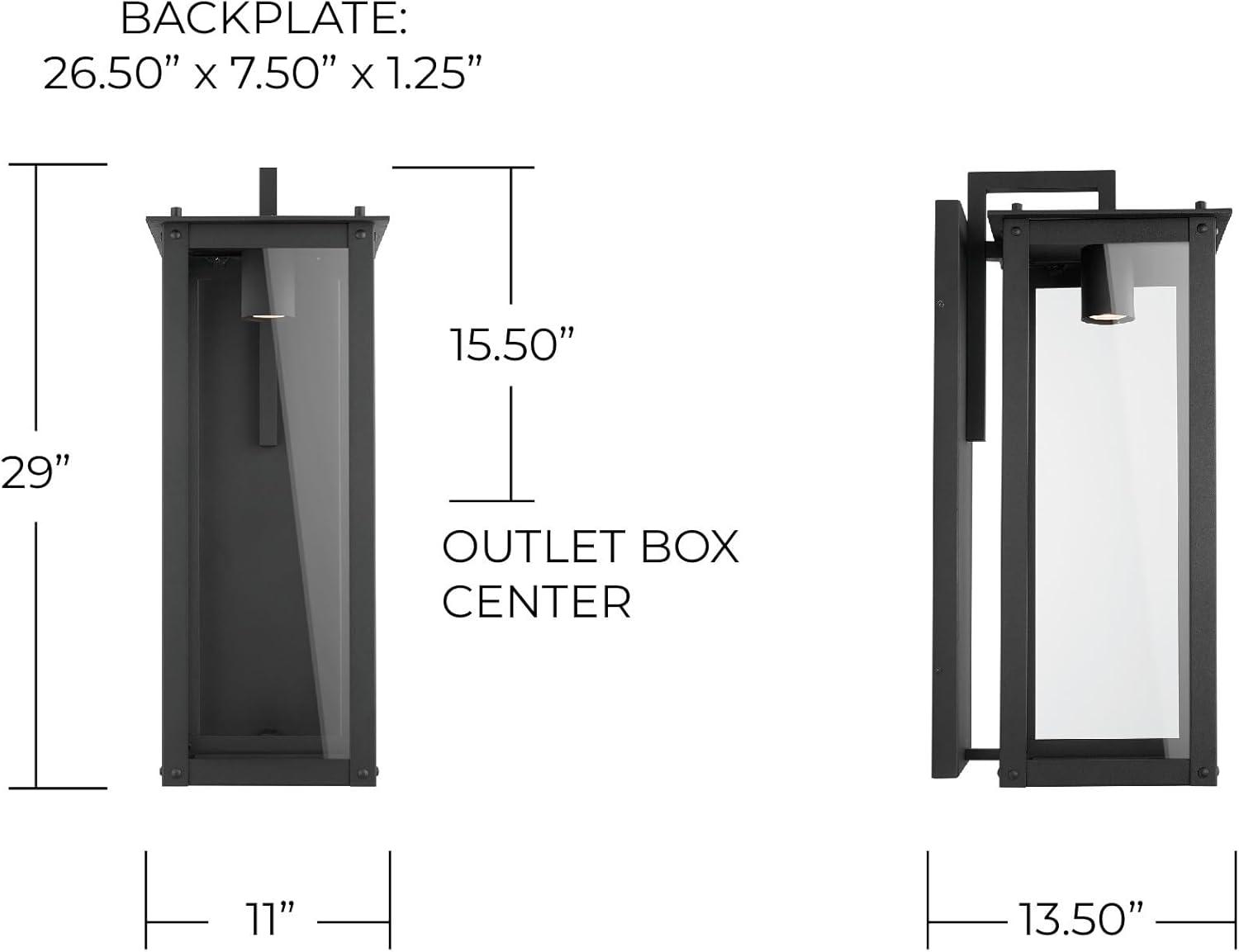 Black Aluminum and Clear Glass Outdoor Wall Lantern