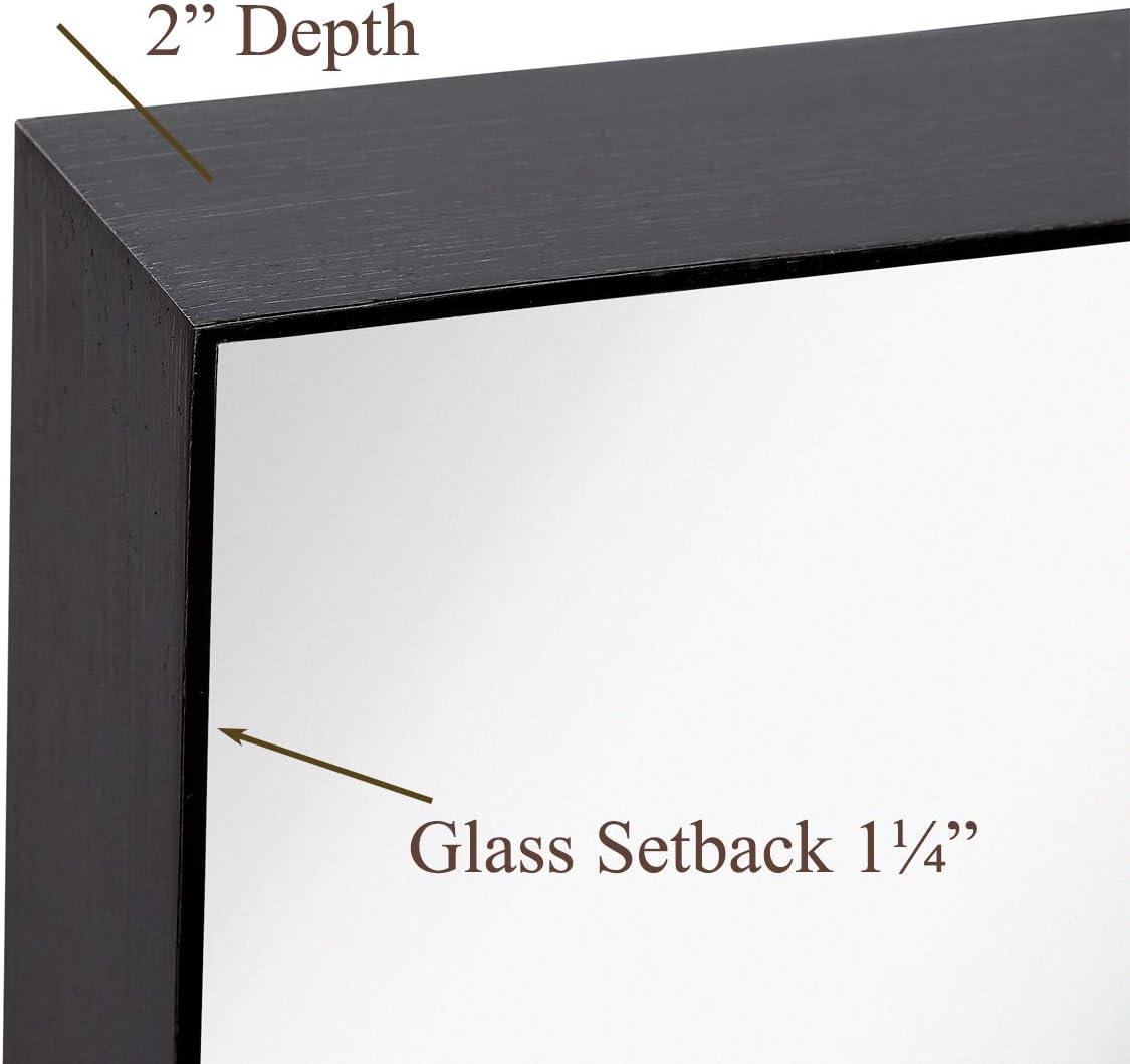 Hamilton Hills 24x36" Black Metal Frame Bathroom Mirror | Rectangular Vanity | 2" Deep | Hangs Both Ways