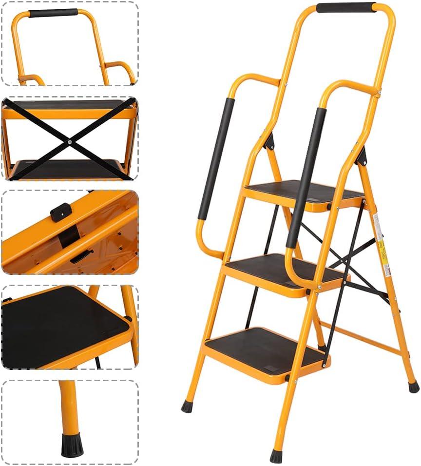 Ktaxon 3 Step Ladder, Portable Lightweight Step Stool, for Household, Office, Garage, Iron