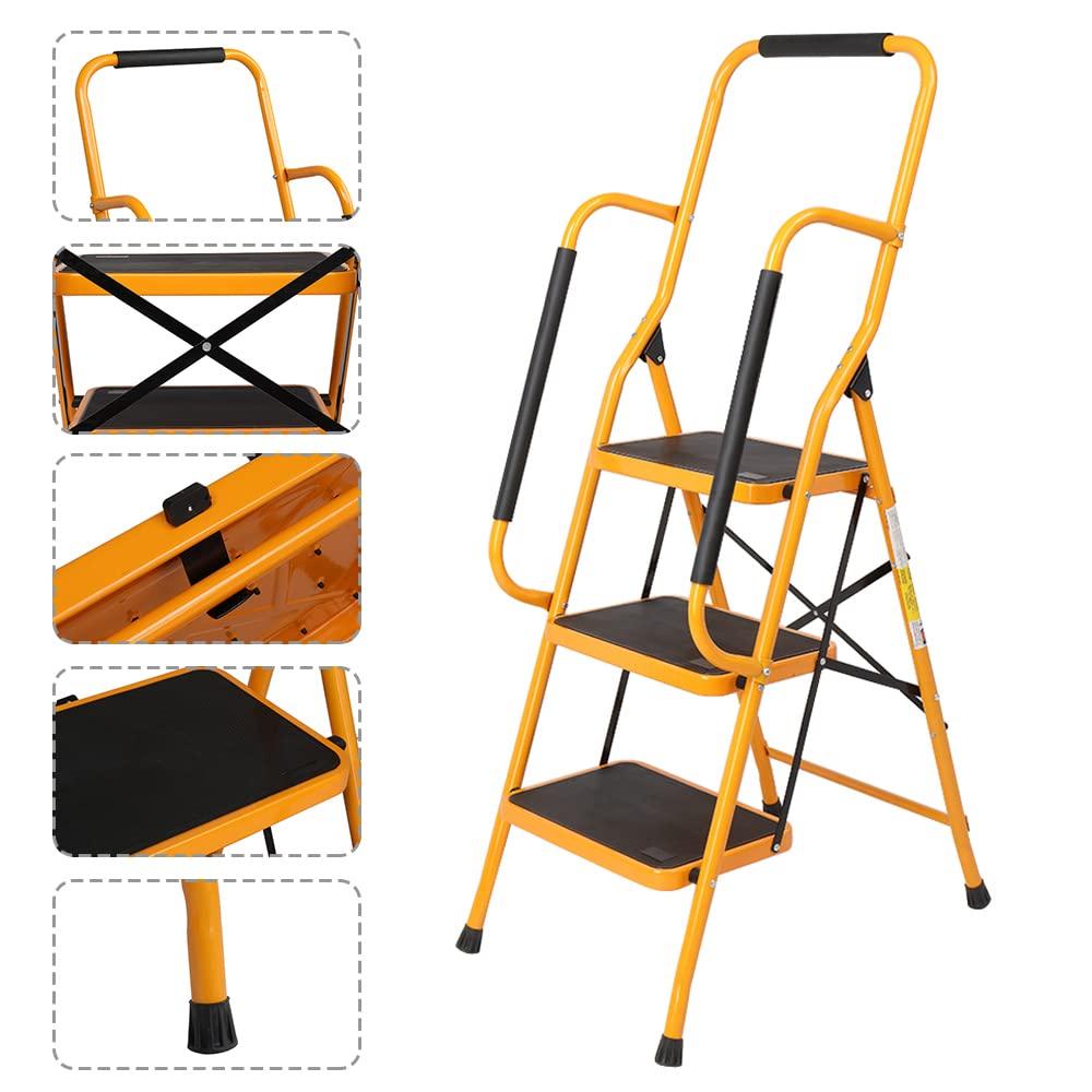 Ktaxon 3 Step Ladder, Portable Lightweight Step Stool, for Household, Office, Garage, Iron