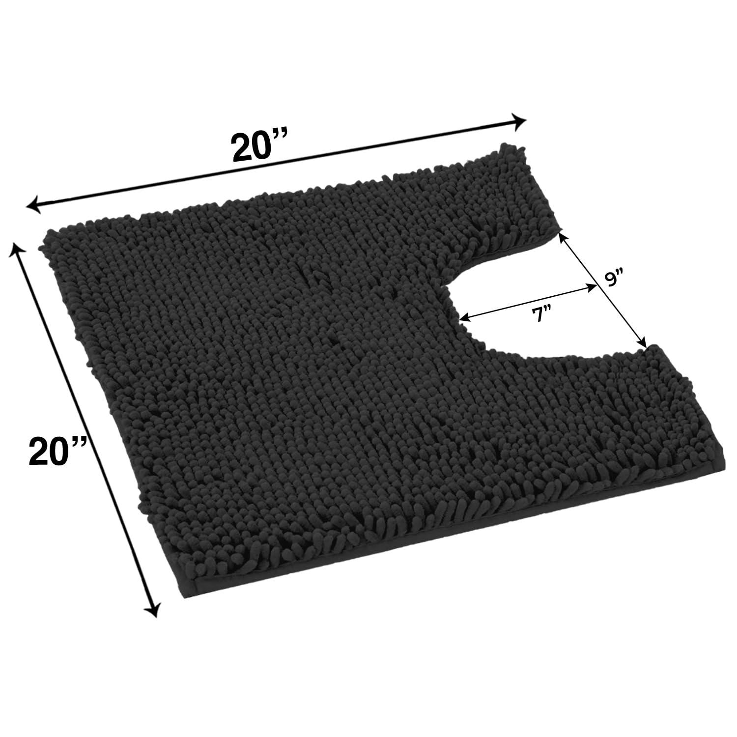 LuxUrux Soft & Plush Shaggy Plum Chenille Microfiber Bath Rug, 20" x 20'', Non-Slip Backing