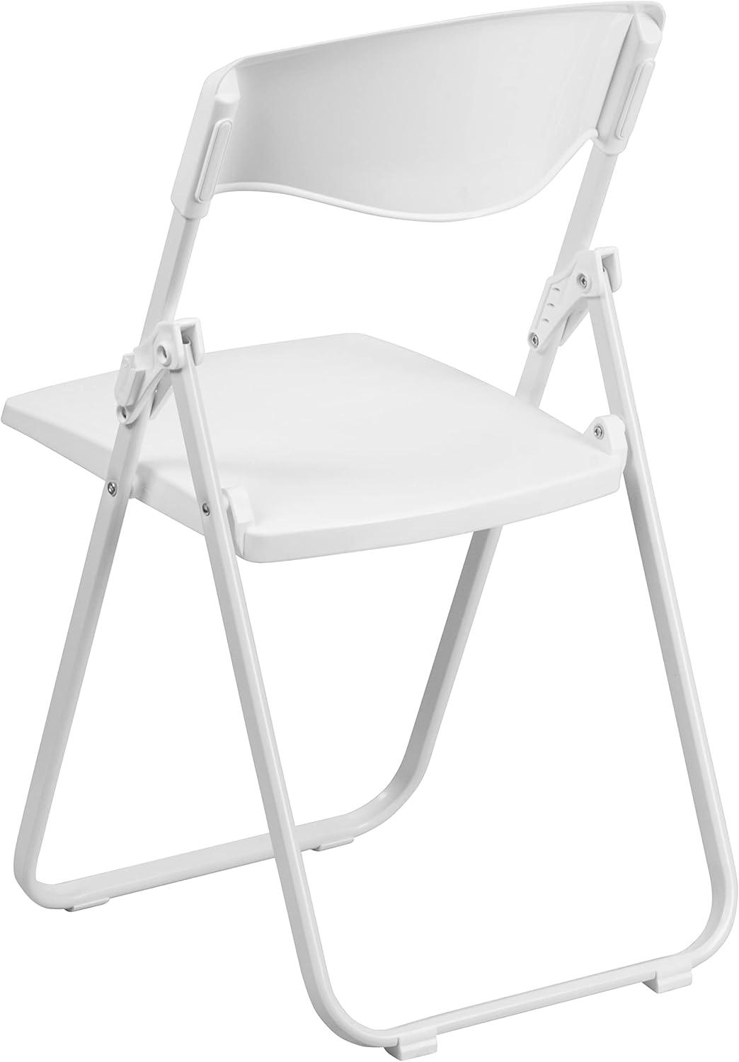 Flash Furniture 2 Pack HERCULES Series 500 lb. Capacity Heavy Duty White Plastic Folding Chair with Built-in Ganging Brackets