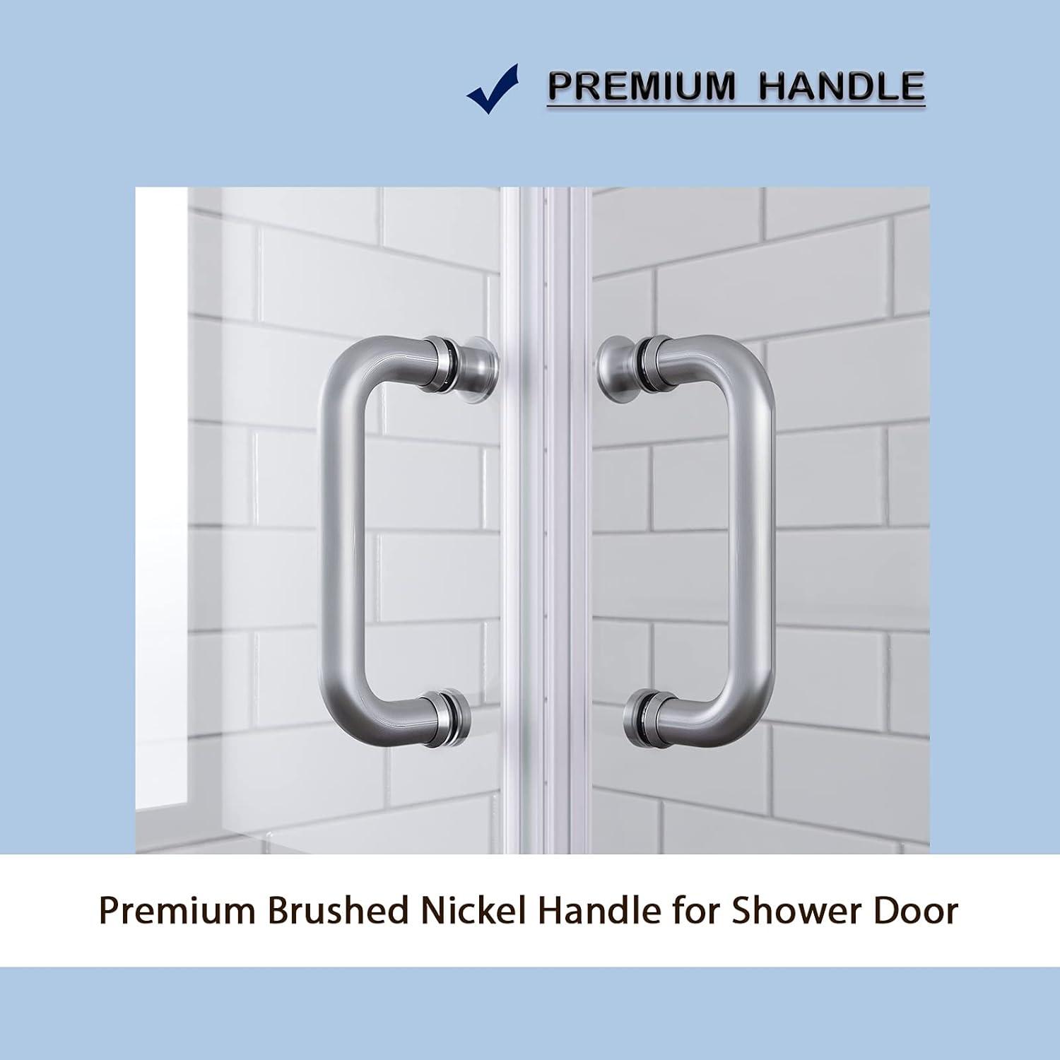 Sunny Shower Corner Entry Sliding Shower Door 36 in.D x 36 in. W x 72 in. H Brushed Nickel Finish Shower Enclosure