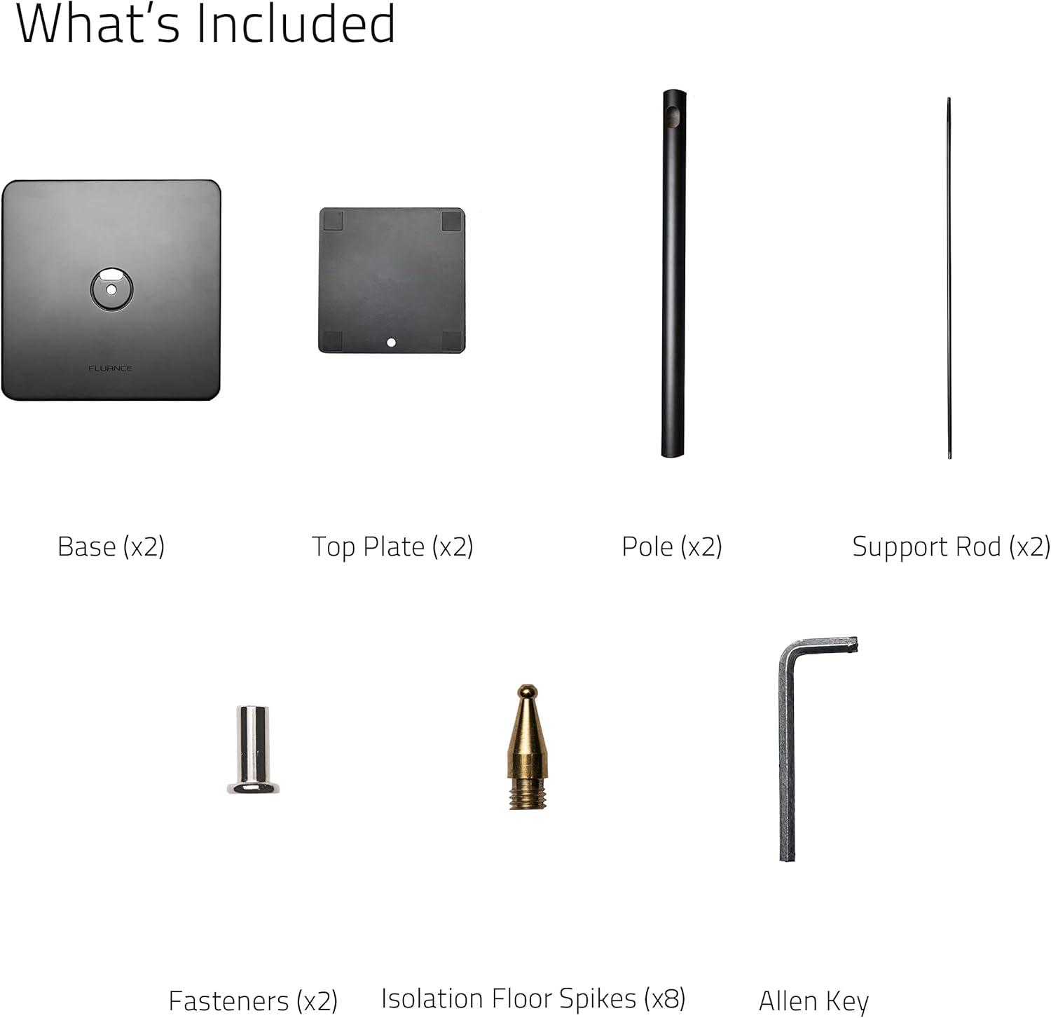 Fluance Floor Speaker Stands for Surround Sound and Bookshelf Speakers with Cable Management - Square Base/Pair (SS05S)