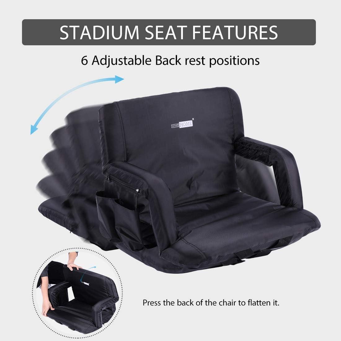 SPECSTAR Foldable Stadium Seat Chair for Bleachers with Padded Back Support and Armrests 2 pack