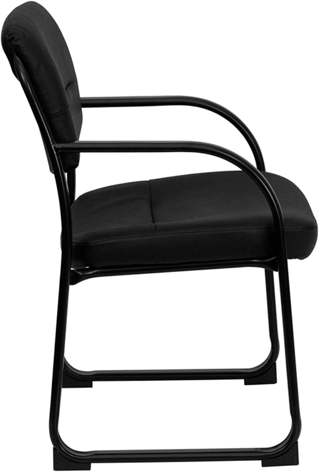 Flash Furniture Black LeatherSoft Executive Side Reception Chair with Sled Base