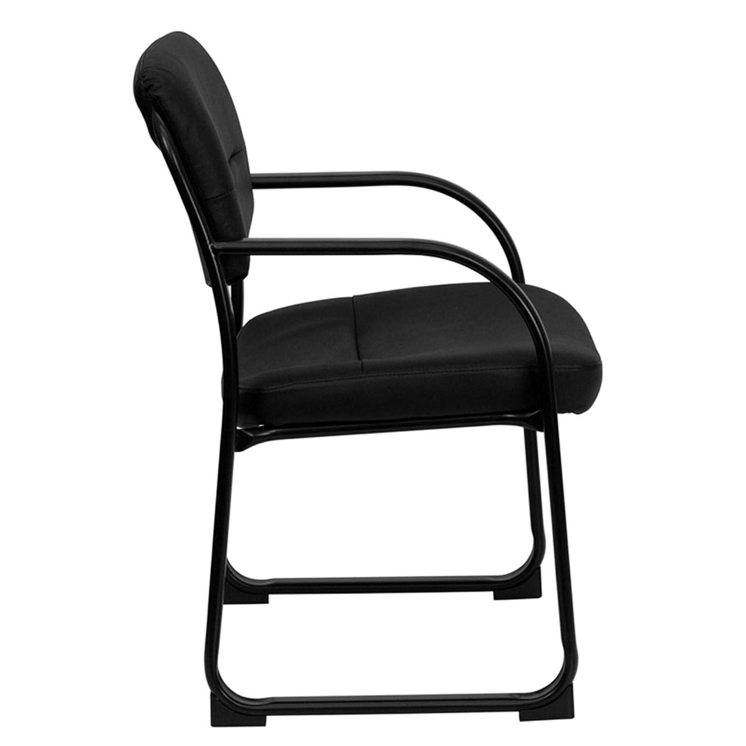 Flash Furniture Black LeatherSoft Executive Side Reception Chair with Sled Base