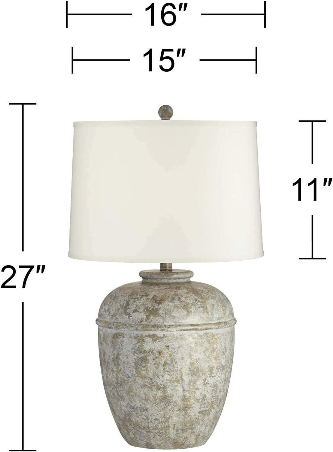 John Timberland Otero Rustic Table Lamp Southwest 27" Tall Faux Mottled Stone Cream Linen Drum Shade for Bedroom Living Room Bedside Nightstand Kids