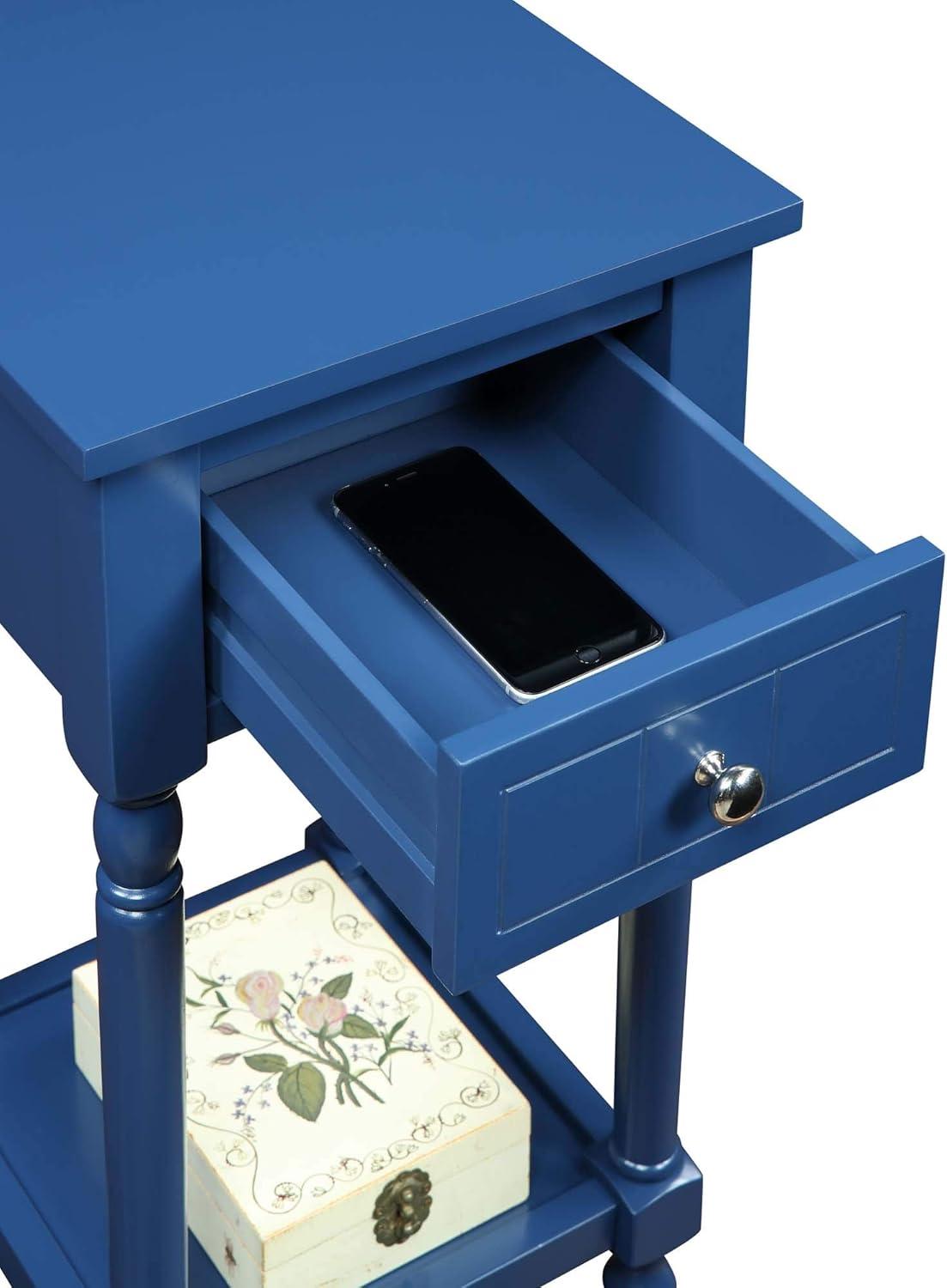 Convenience Concepts French Country Khloe 1 Drawer Accent Table with Shelf, Cobalt Blue