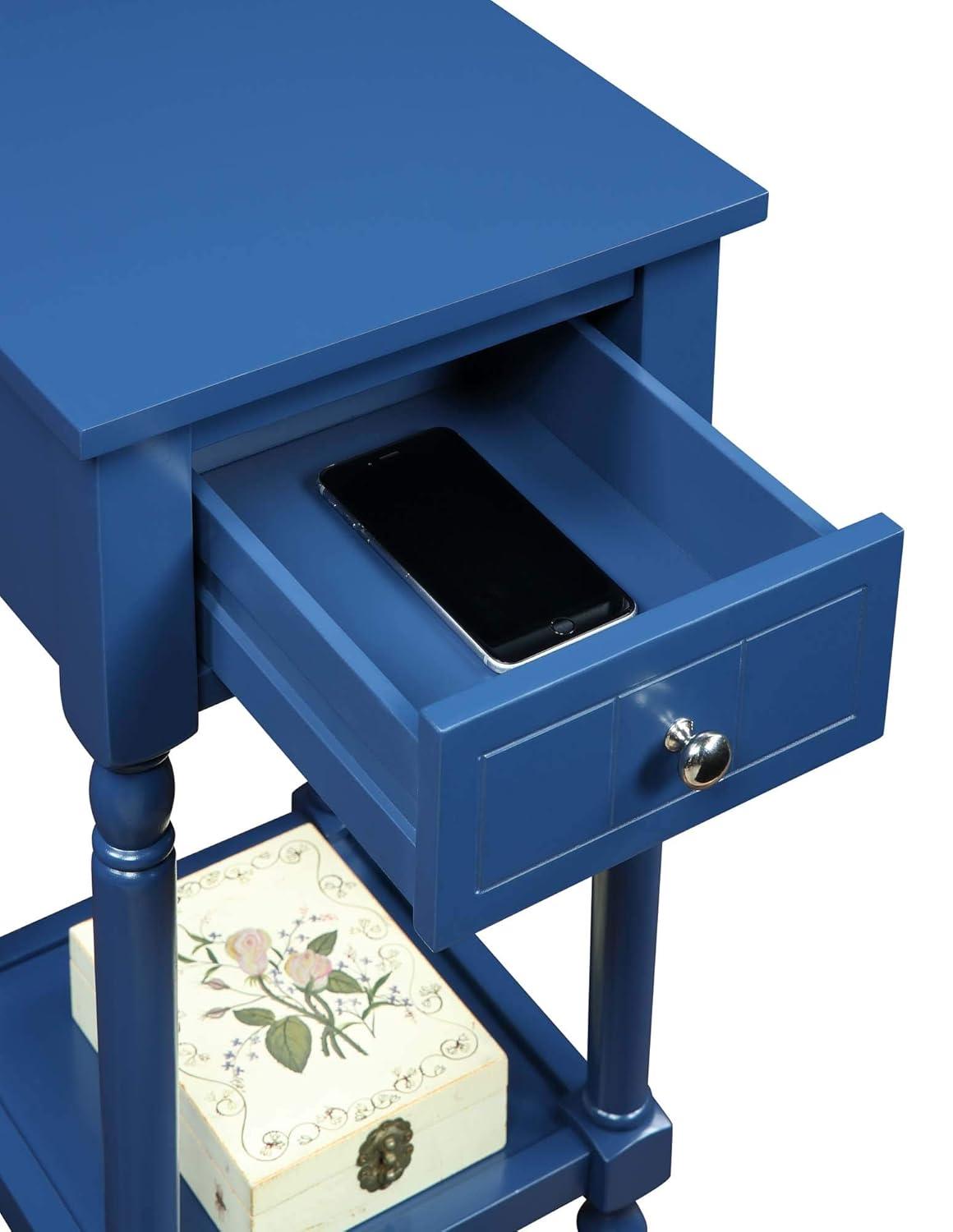 Convenience Concepts French Country Khloe 1 Drawer Accent Table with Shelf, Cobalt Blue