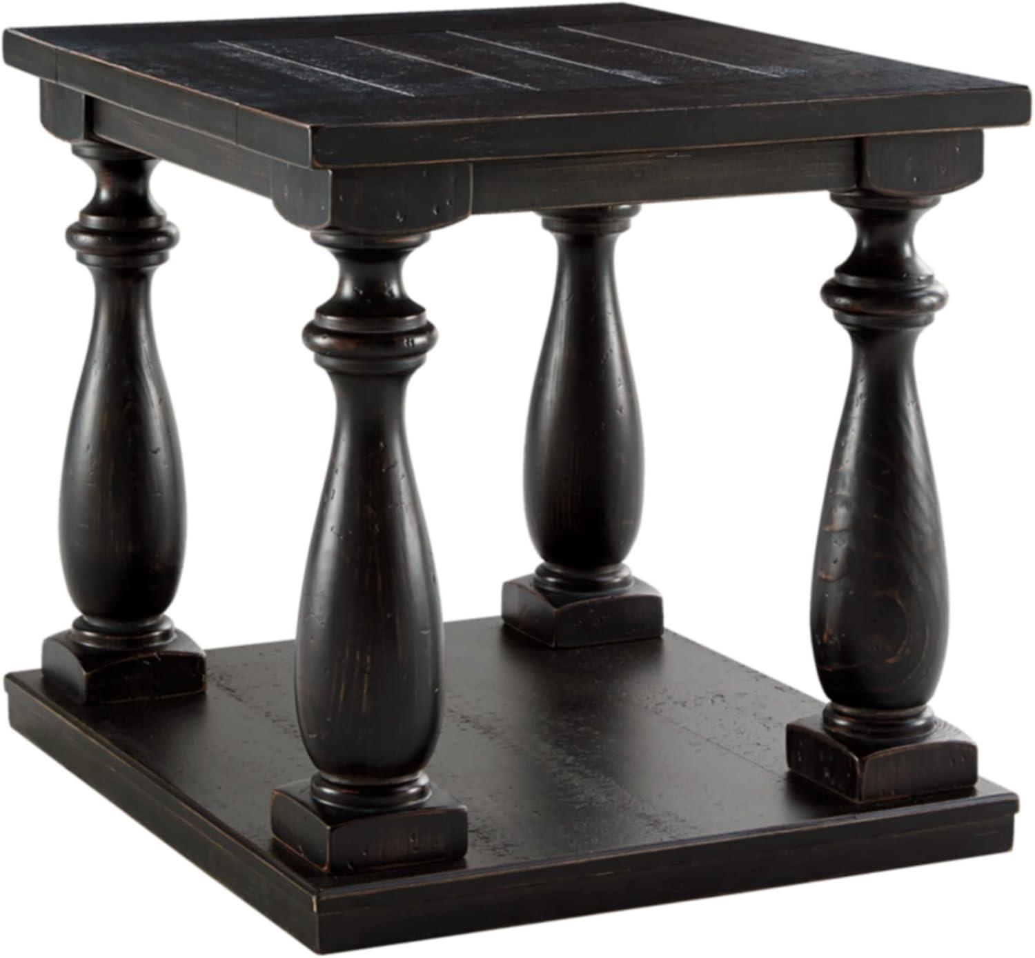 Mallacar Black Wood Rectangular End Table