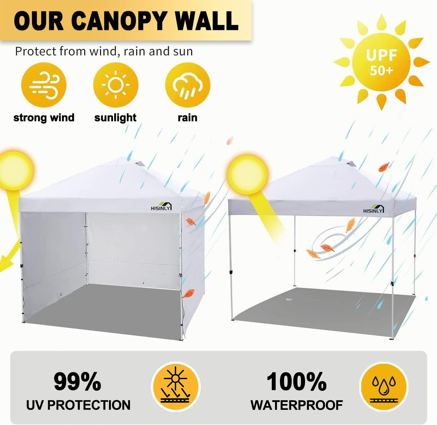 White 10x10 ft Waterproof UV Protection Canopy Sidewall