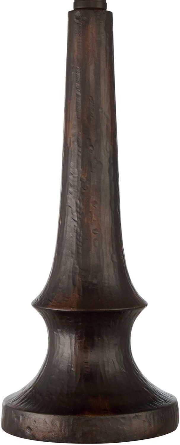 Franklin Iron Works Naomi Industrial Rustic Table Lamp 25" High Aged Bronze Brown Mica Drum Shade for Bedroom Living Room Bedside Nightstand Office