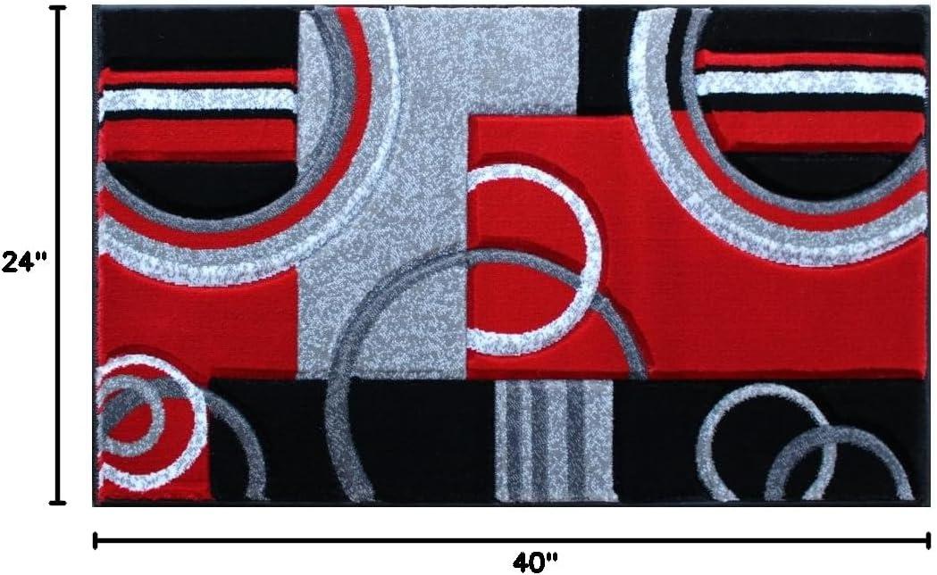 Masada Rugs Sophia Collection Hand Carved Round Area Rug Modern Contemporary Red Grey Black (8 Feet X 8 Feet) Round