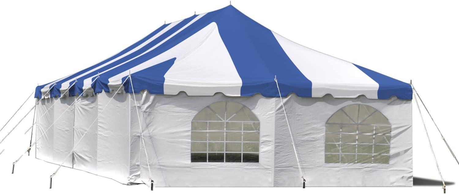 Blue and White 20' x 40' Waterproof Canopy Tent with Sidewalls