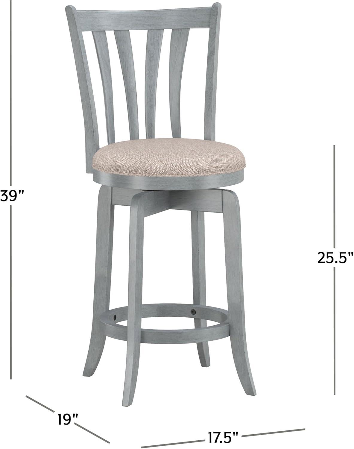 Hillsdale Furniture 25.75" Savana Swivel Counter Height Barstool Blue (Wirebrush)/Cream : Upholstered, Wood Legs, 250lb Capacity