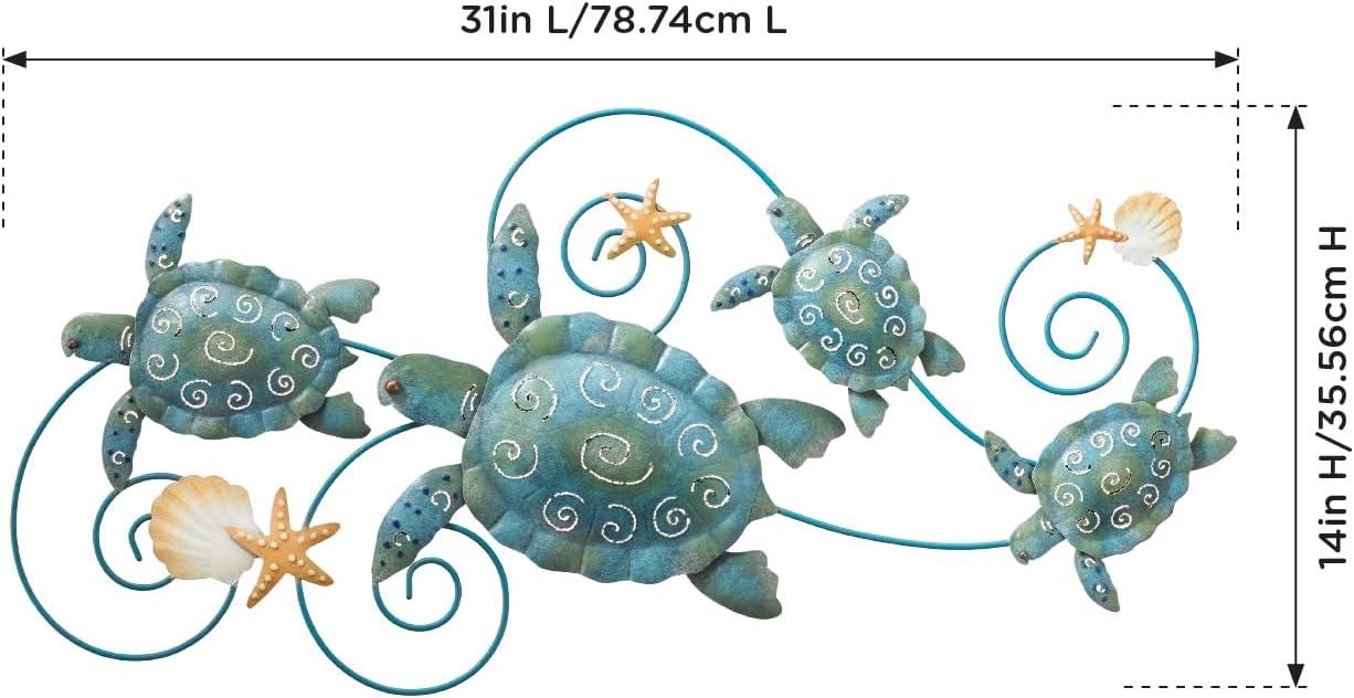 Regal Art & Gift Sea Turtle Wall Décor, Handcrafted Metal Ocean-Inspired Art, Weather-Resistant Coastal Decor for Indoor & Outdoor, Ideal for Living Room, Porch & Backyard, 31”L x 1.25”W x 14”H