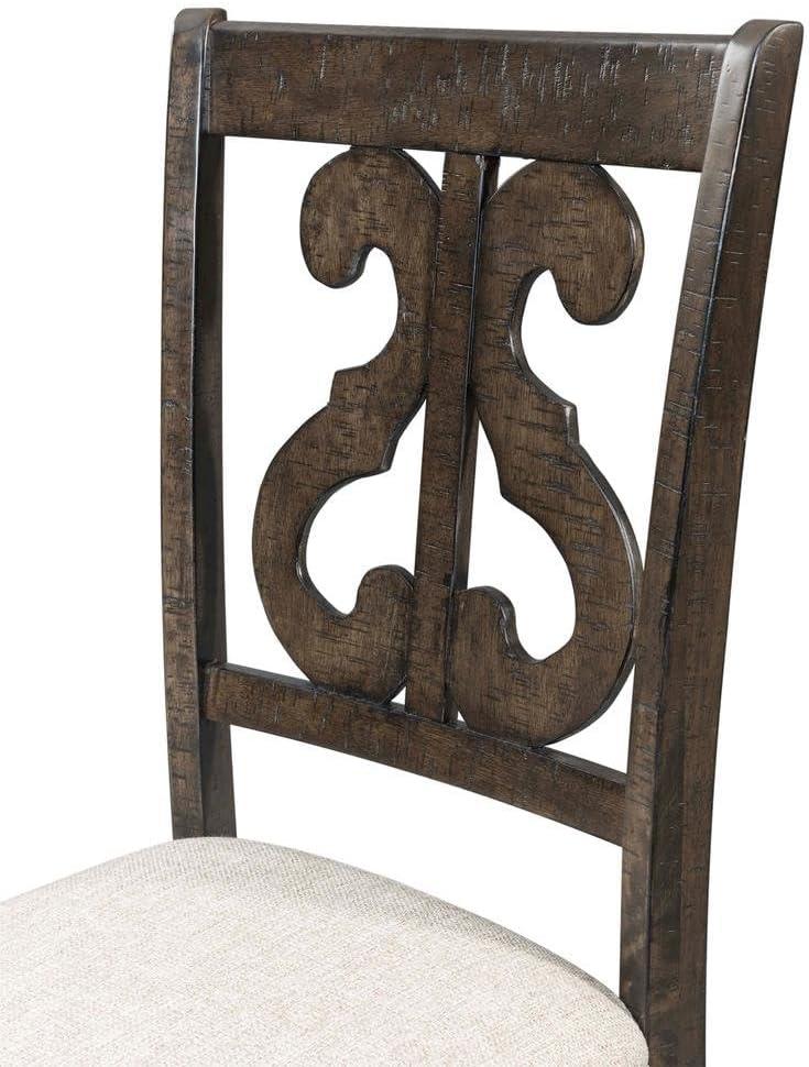 Stanford Wooden Swirl Back Chair Brown - Picket House Furnishings: Mid-Century Modern, Upholstered Seat