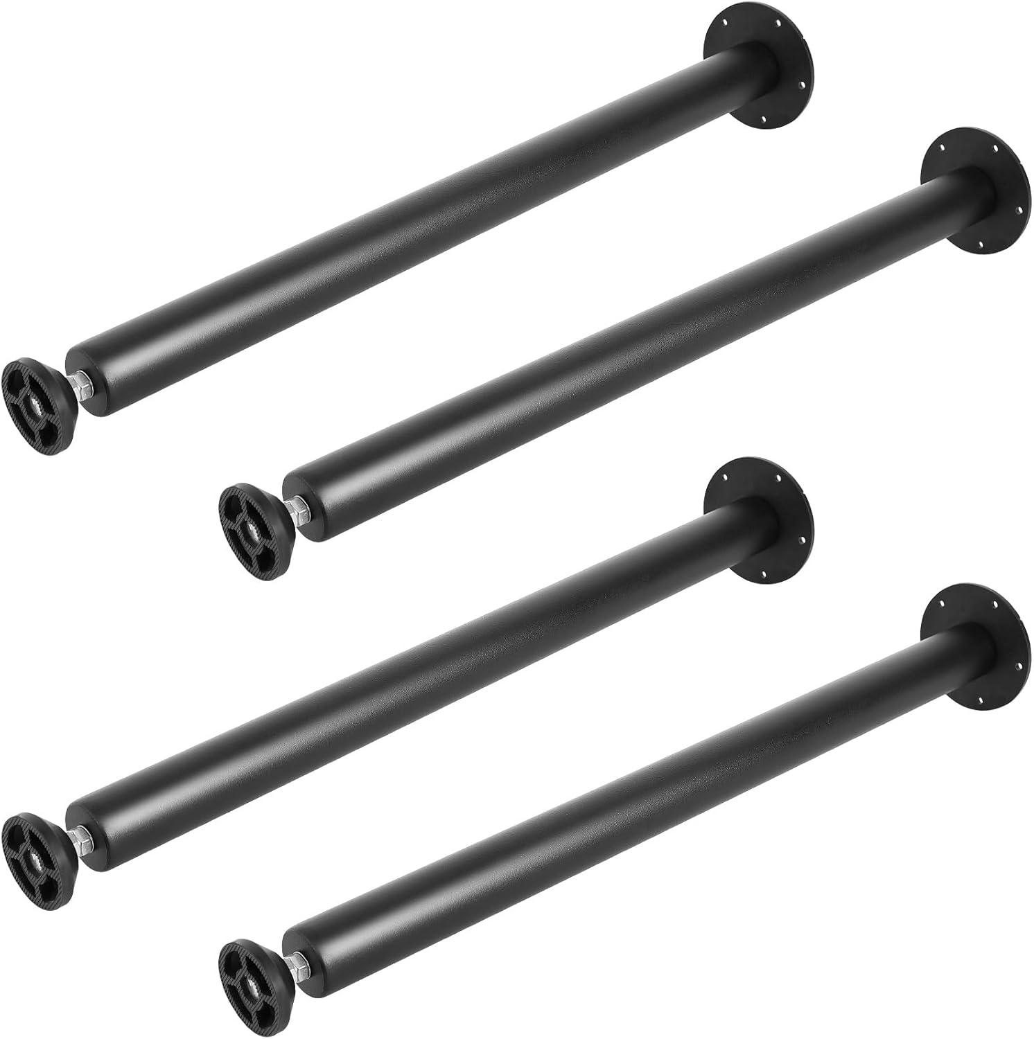 VEVOR 28 Inch Adjustable Desk Legs, Reinforced Steel Office Table Furniture Legs Set of 4 for DIY, 1200 lbs Load Capacity Heavy Duty Desk Legs, Quick Instalation Legs with Adjustable Foot Cup Black