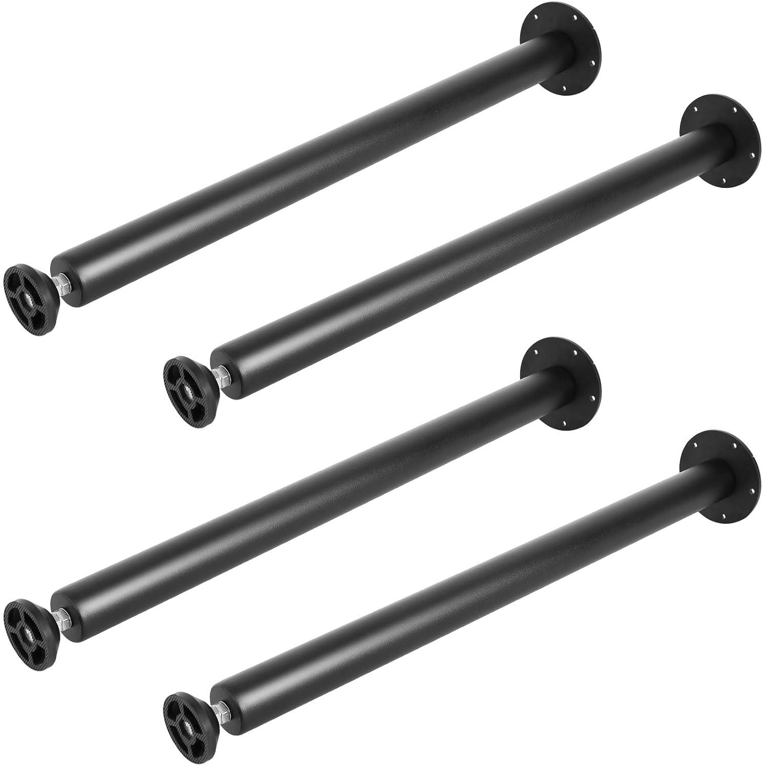 VEVOR 28 Inch Adjustable Desk Legs, Reinforced Steel Office Table Furniture Legs Set of 4 for DIY, 1200 lbs Load Capacity Heavy Duty Desk Legs, Quick Instalation Legs with Adjustable Foot Cup Black