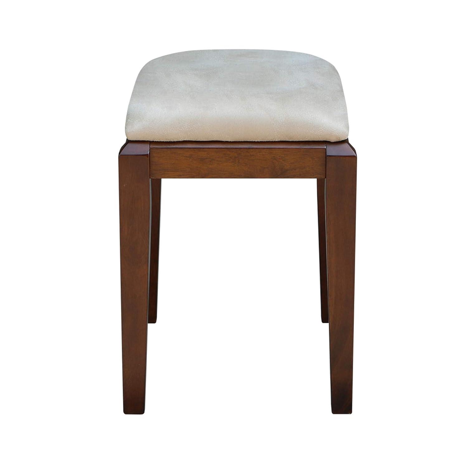 Solid Wood Vanity Bench Brown - International Concepts: Upholstered, Parawood Makeup Seat