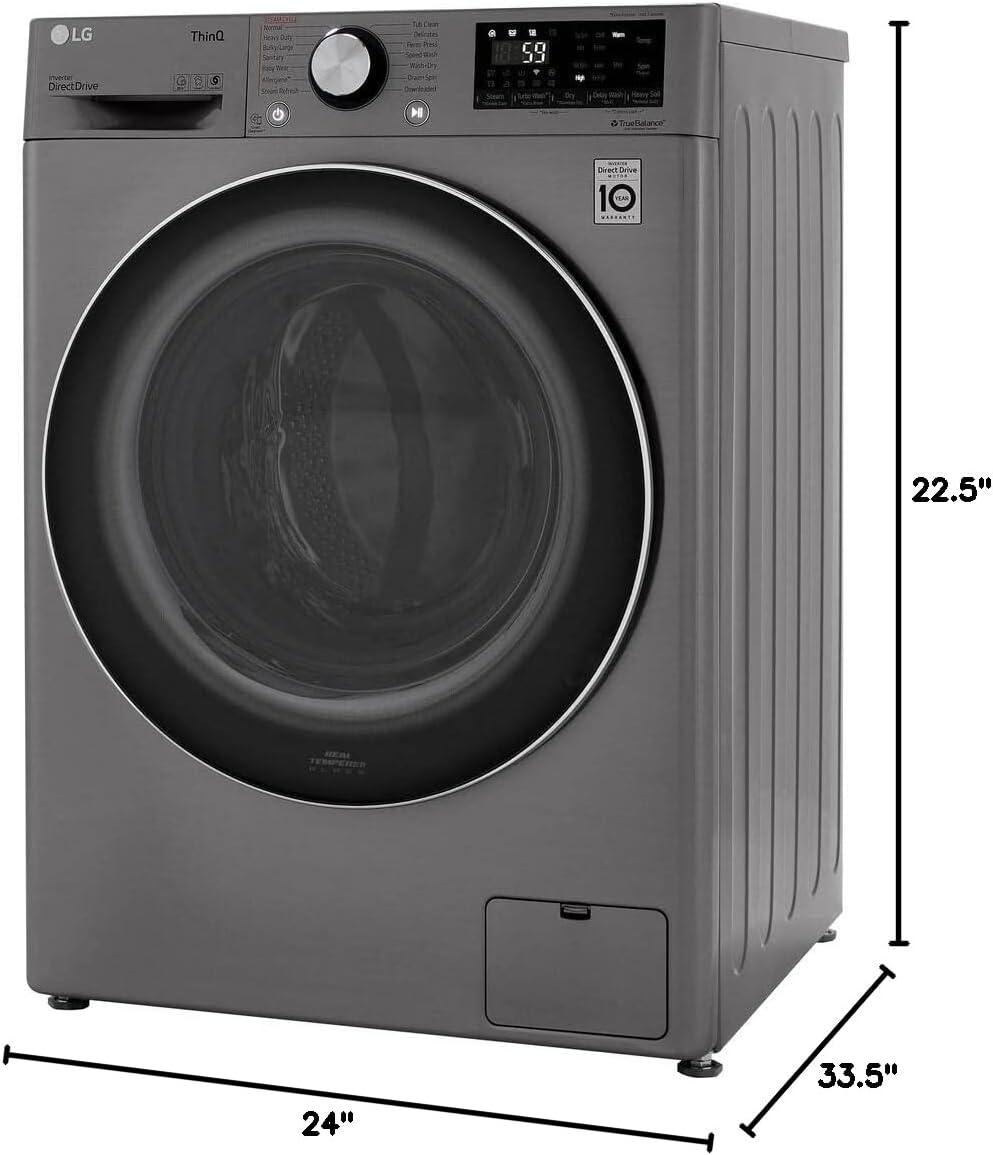 LG LG Smart Wi-Fi Enabled Compact Front Load All-In-One Washer/Dryer Combo with Built-In Intelligence, 2.4 cu. ft. WM3555HVA