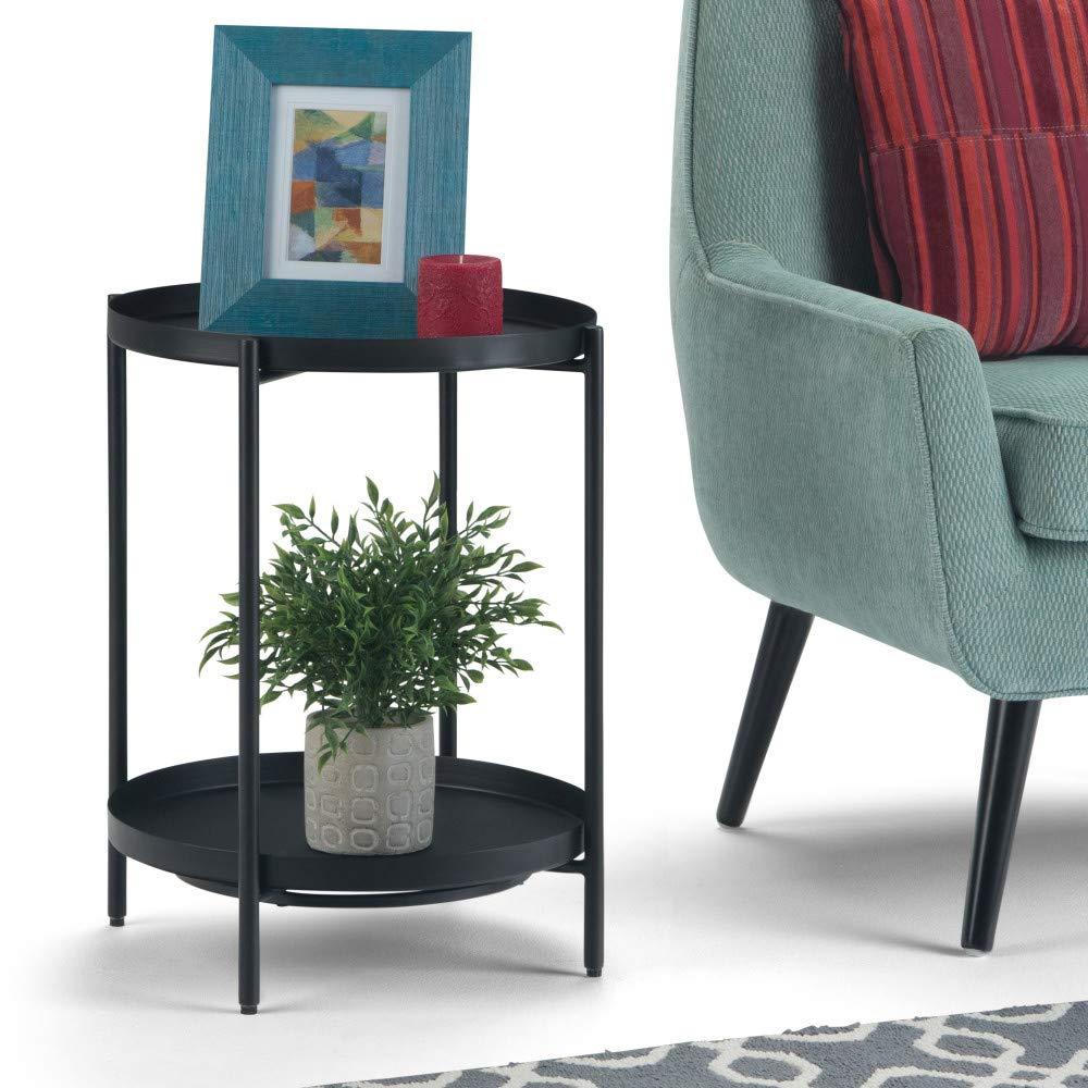 Simpli Home Monet 17"W Round Metal End Table with Flippable Tray Top