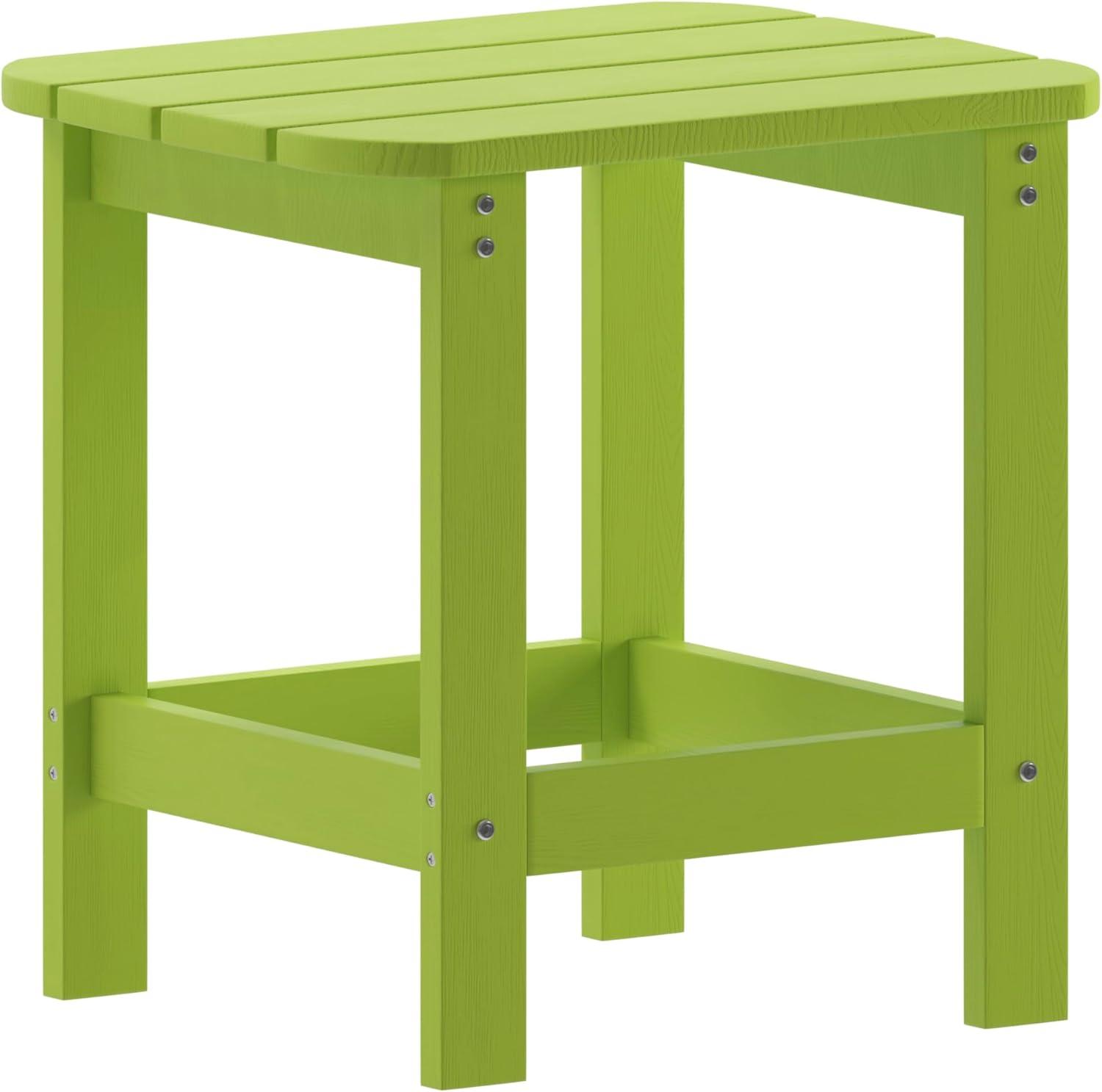 Flash Furniture Charlestown Tiered Commercial Poly Resin Adirondack Side Table - Lime Green - All-Weather - Indoor/Outdoor
