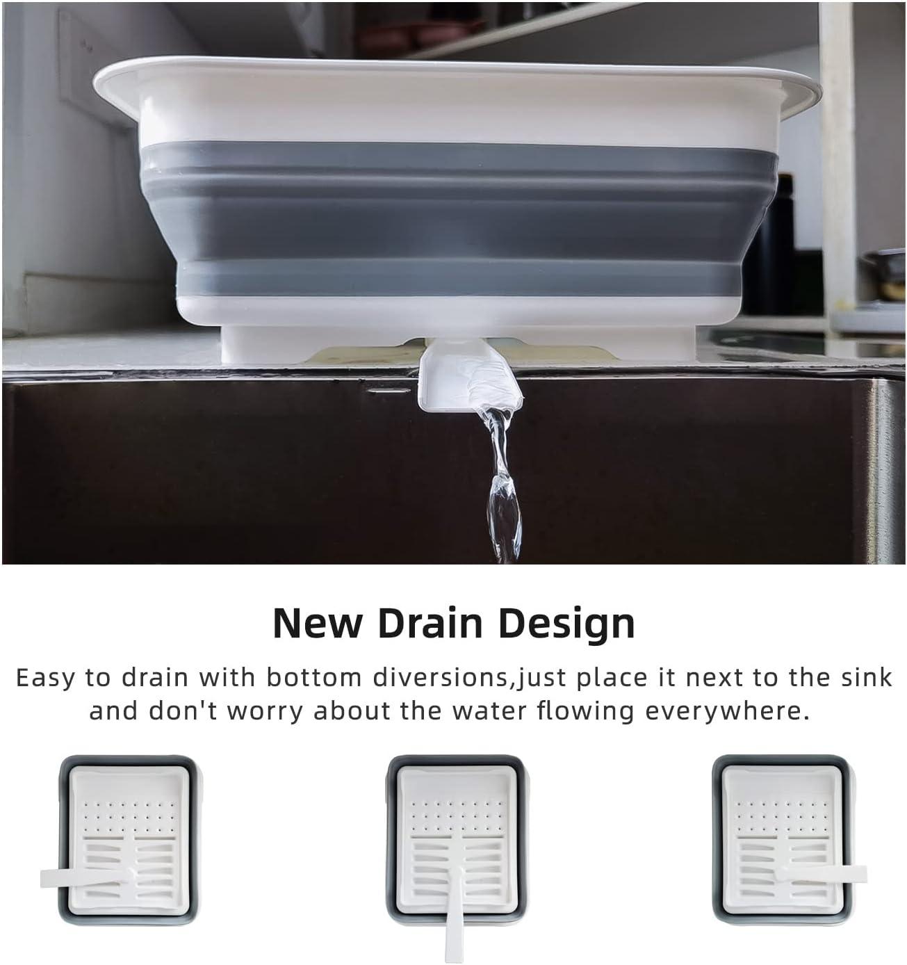 THANSTAR Collapsible Dish Drainer Portable Dinnerware Drainer Organizer for Kitchen RV Campers Travel Trailer Space Saving Kitchen Storage Tray