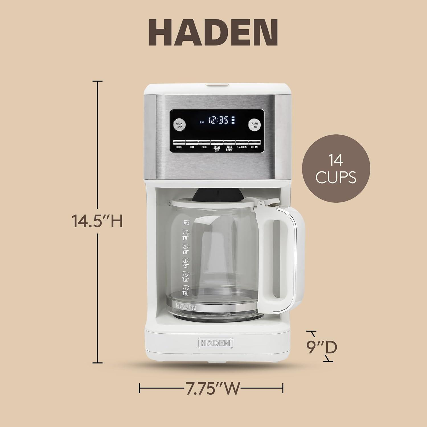 HADEN Generous Brew White 14-Cup Drip Coffee Maker